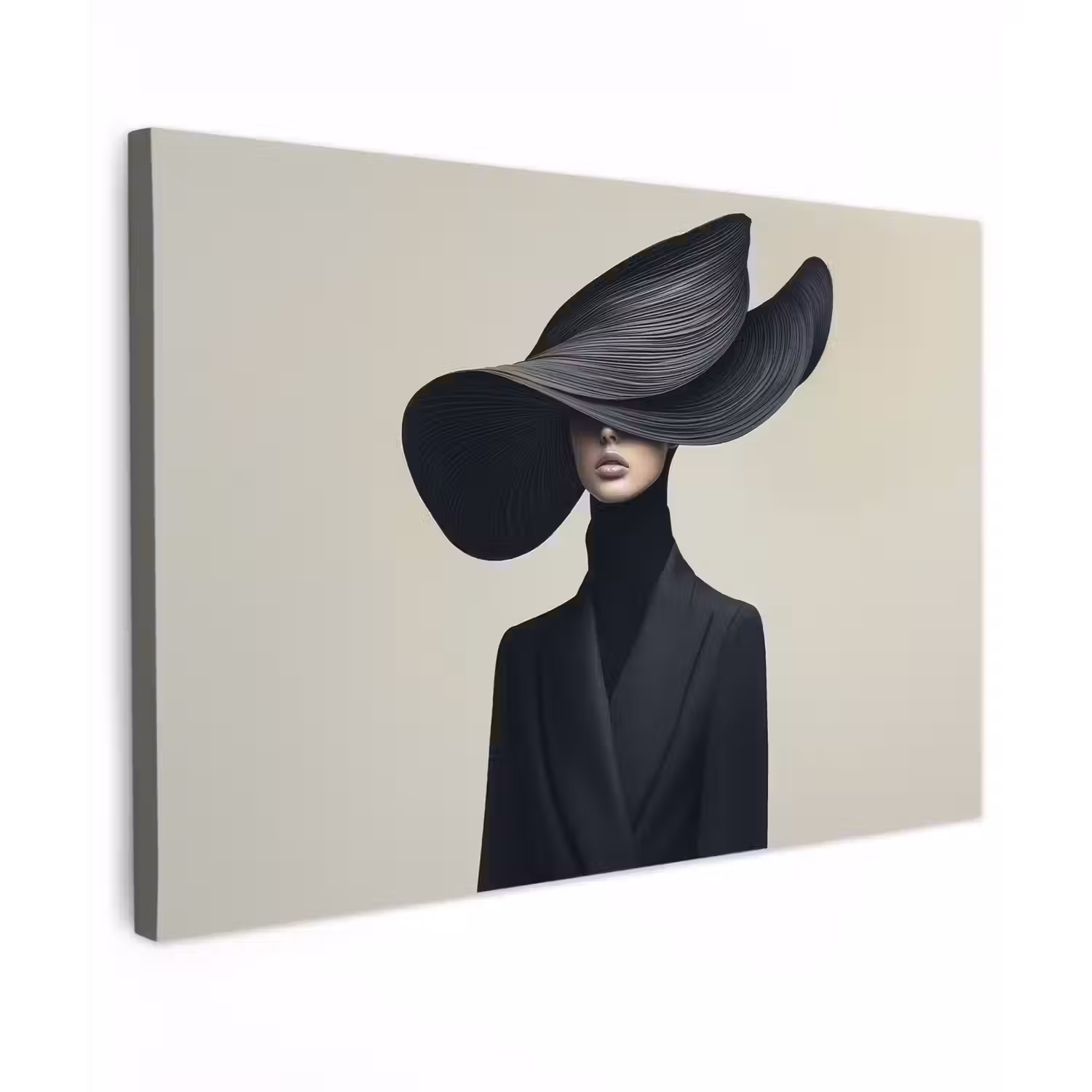 Zwart - Vrouw - Hoed canvas 2cm klein -z3d