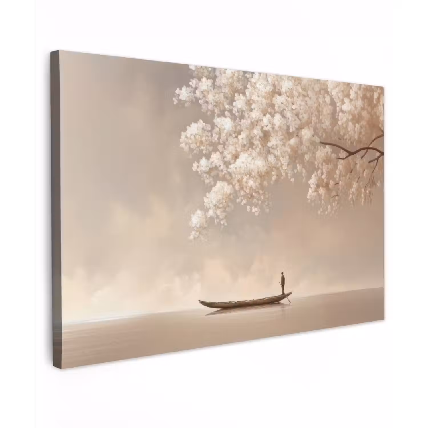 Bloesems - Wit - Boot - Minimalistisch canvas 2cm klein -z3d