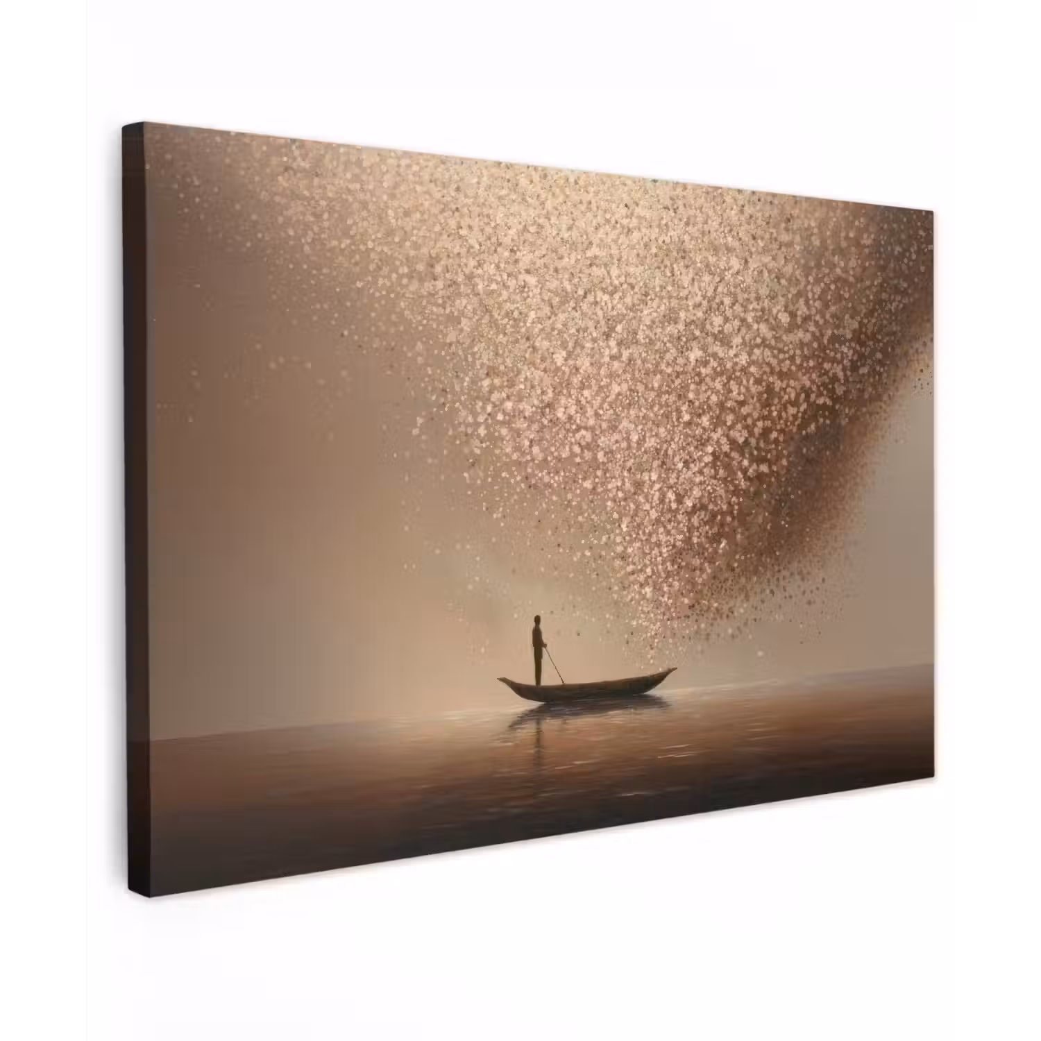 Bootje - Blaadjes - Goud - Water canvas 2cm klein -z3d
