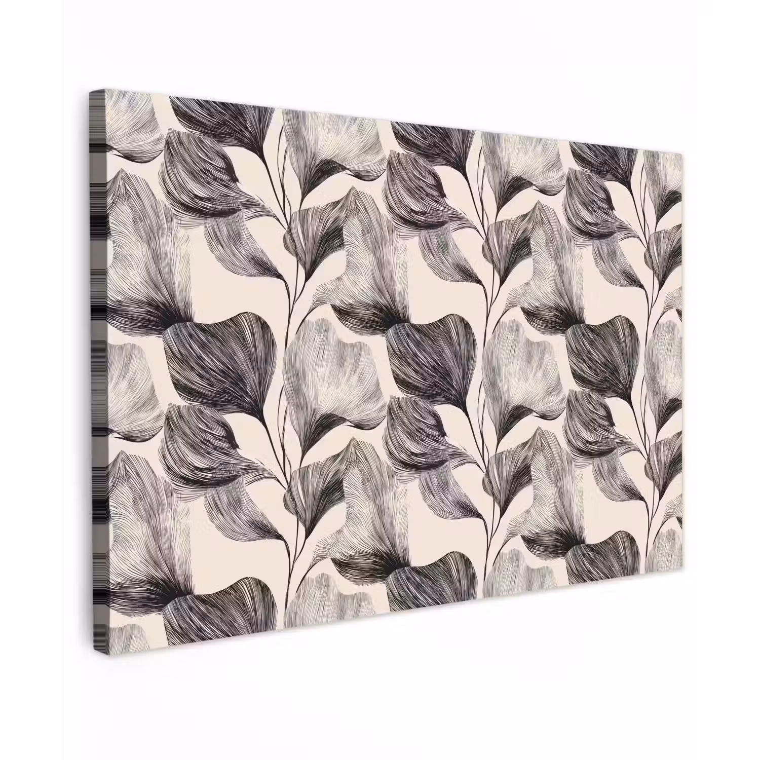 Botanisch - Bladeren - Zwart canvas 2cm klein 34 -z3d