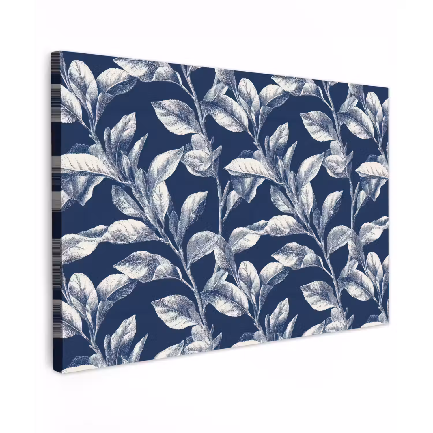 Botanisch - Patroon - Blauw canvas 2cm klein 34 -z3d