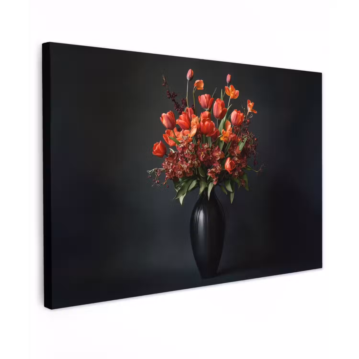 Boeket - Tulpen - Vaas - Rood canvas 2cm klein -z3d