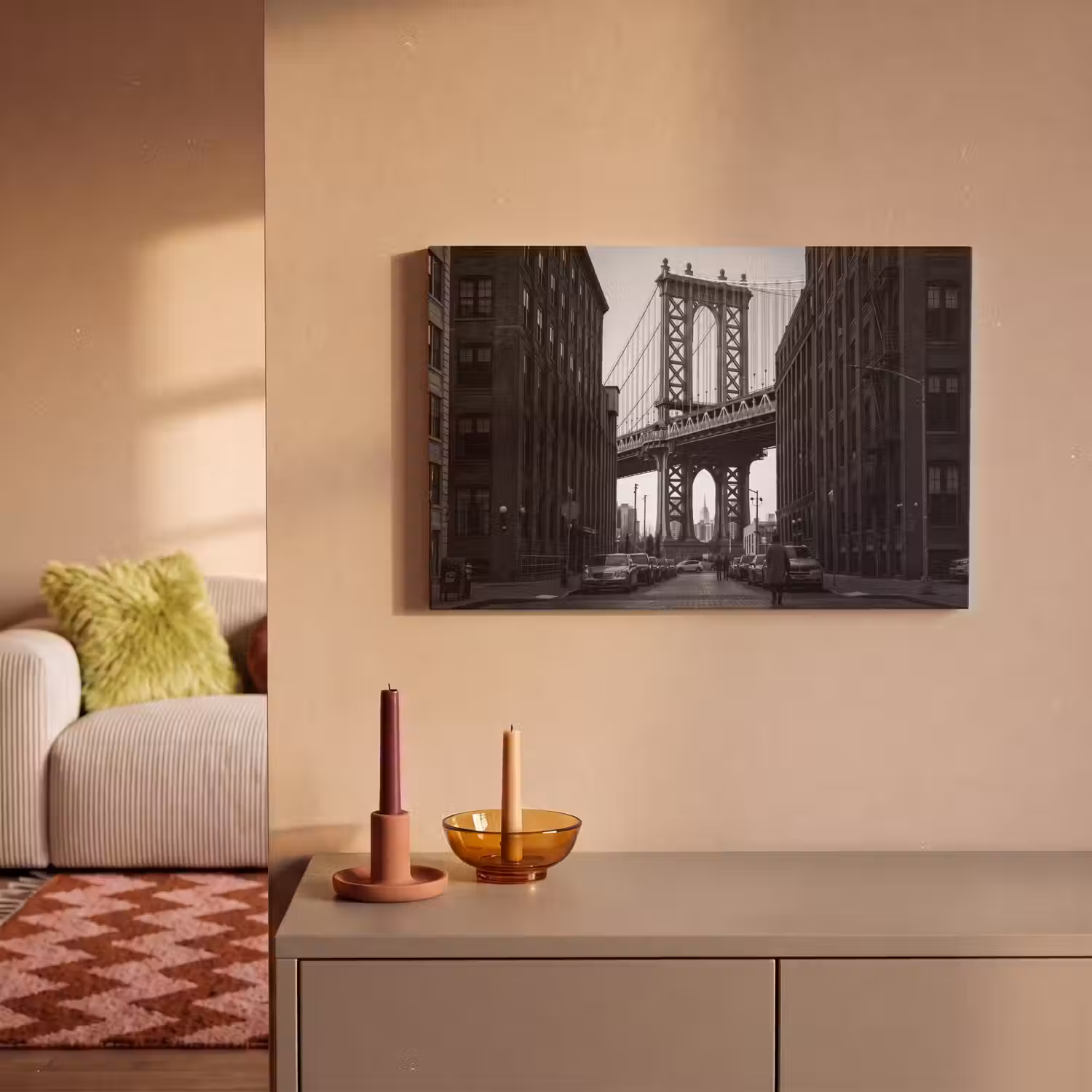 Brug - Stad - Architectuur - Modern - Zwart-wit canvas 2cm klein -sfeer1