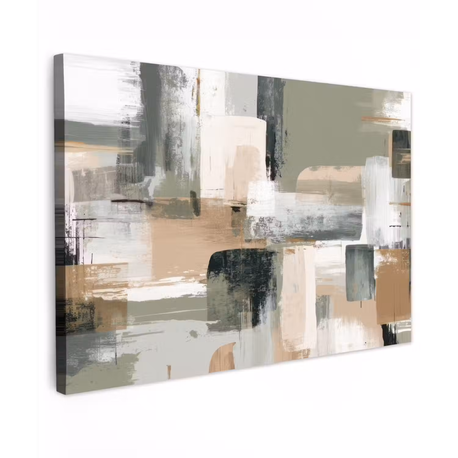 Penseelstreken - Abstract - Aardetinten canvas 2cm klein -z3d