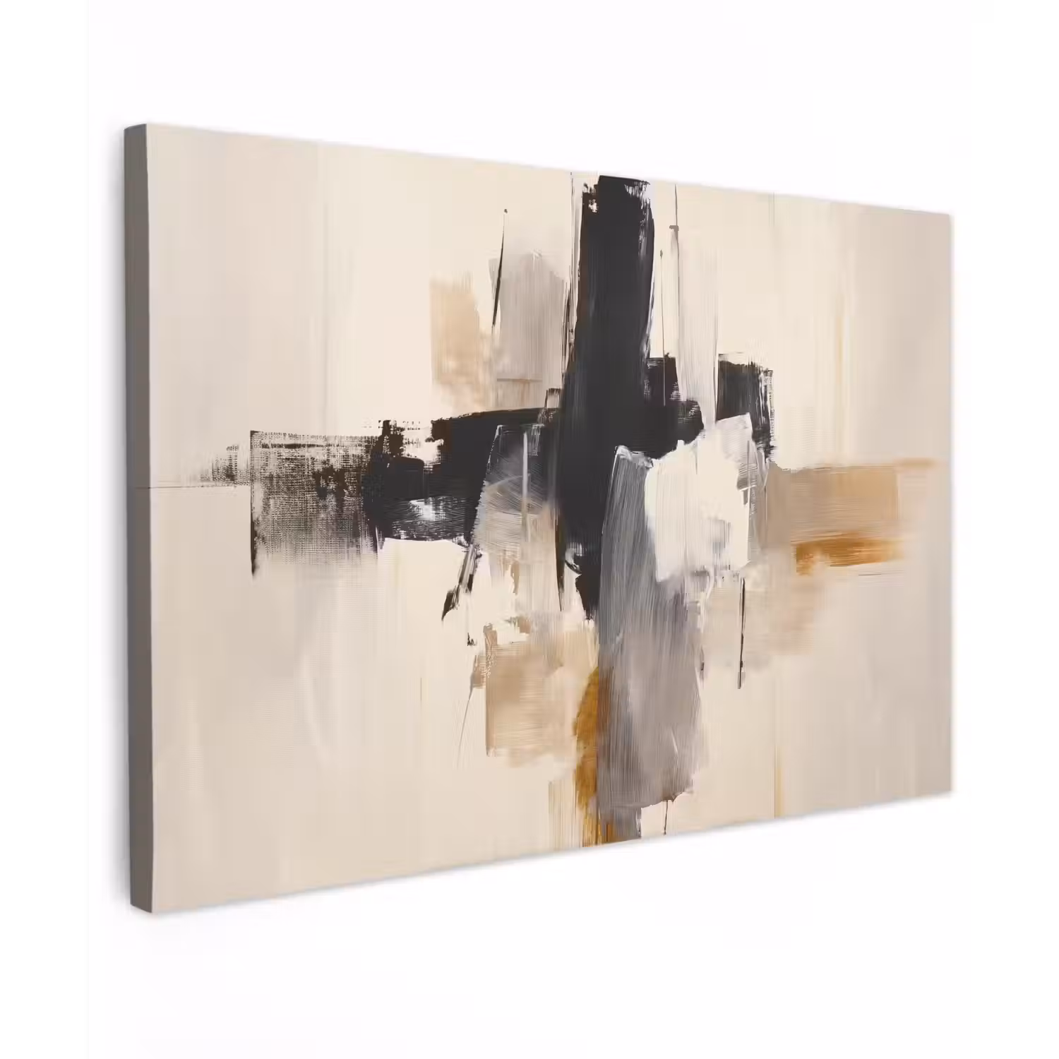 Penseelstreken - Ruw - Abstract - Beige canvas 2cm klein -z3d