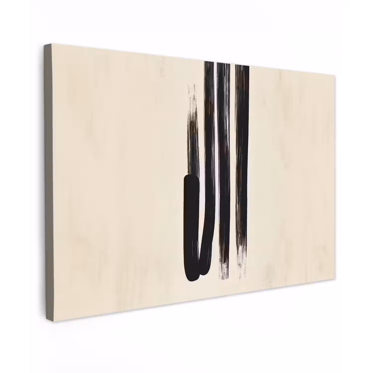Penseelstreken - Verticaal - Zwart canvas 2cm klein -z3d
