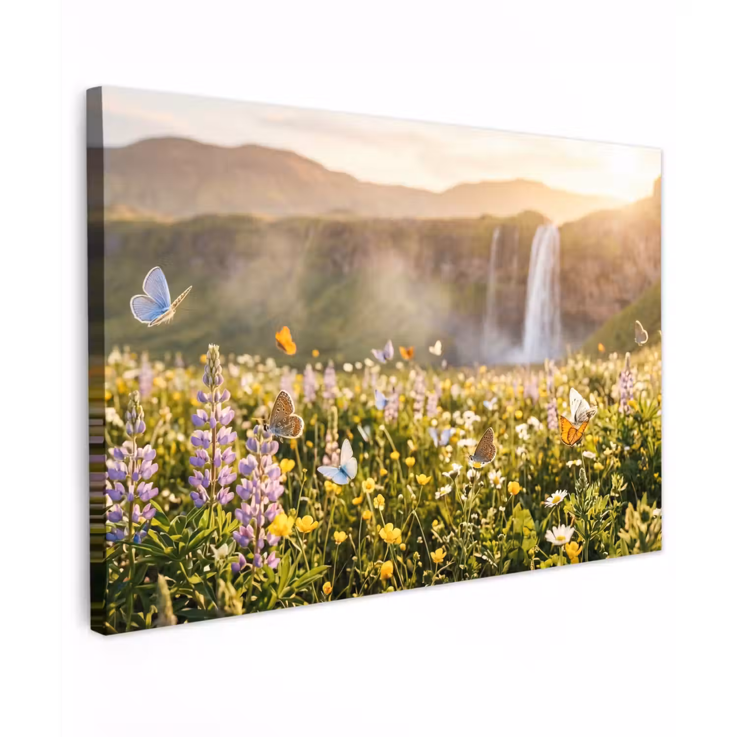 Vlinders - Waterval - Bloemenveld canvas 2cm klein -z3d