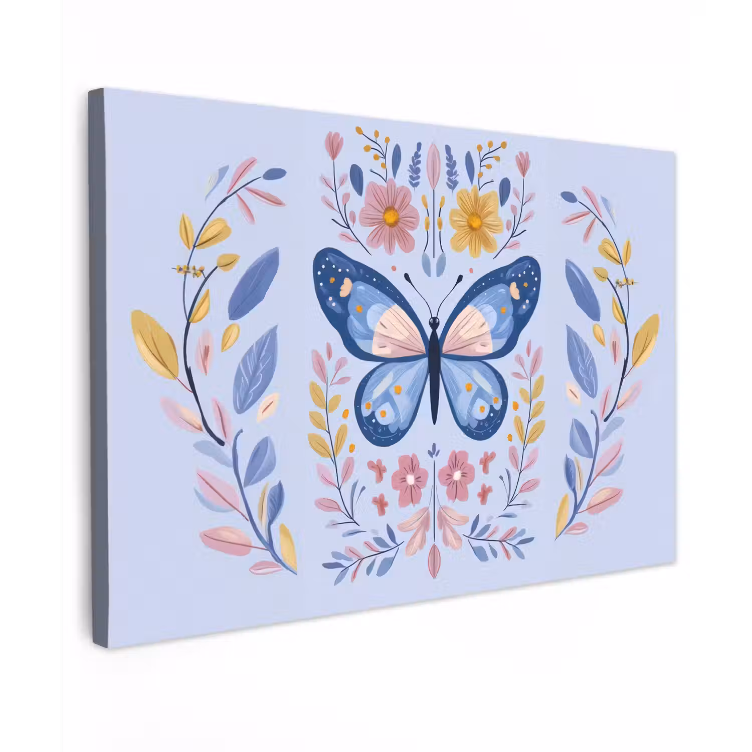 Vlinder - Lichtblauw - Sierlijk - Bloemen canvas 2cm klein -z3d