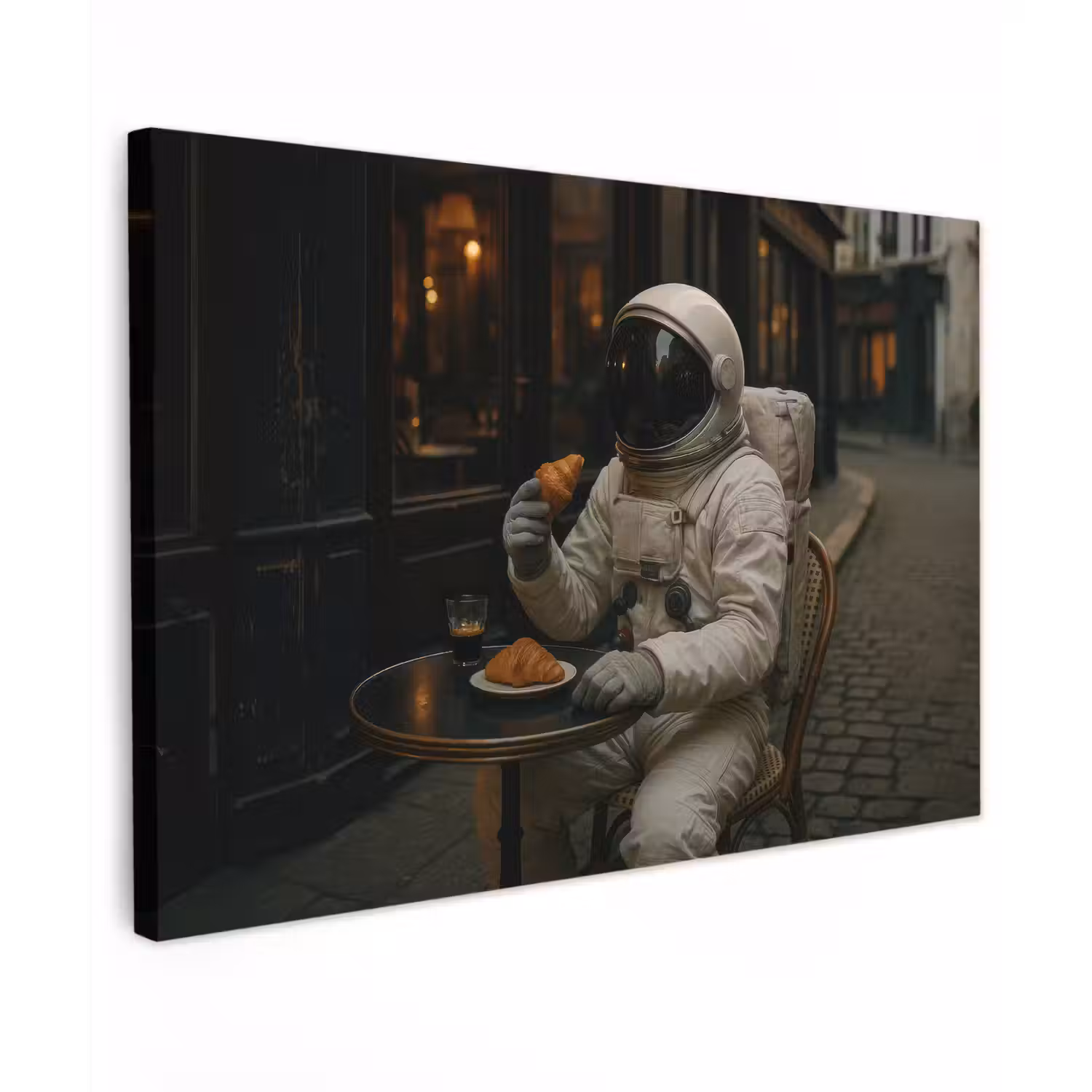Café - Croissant - Koffie - Astronaut canvas 2cm klein -z3d