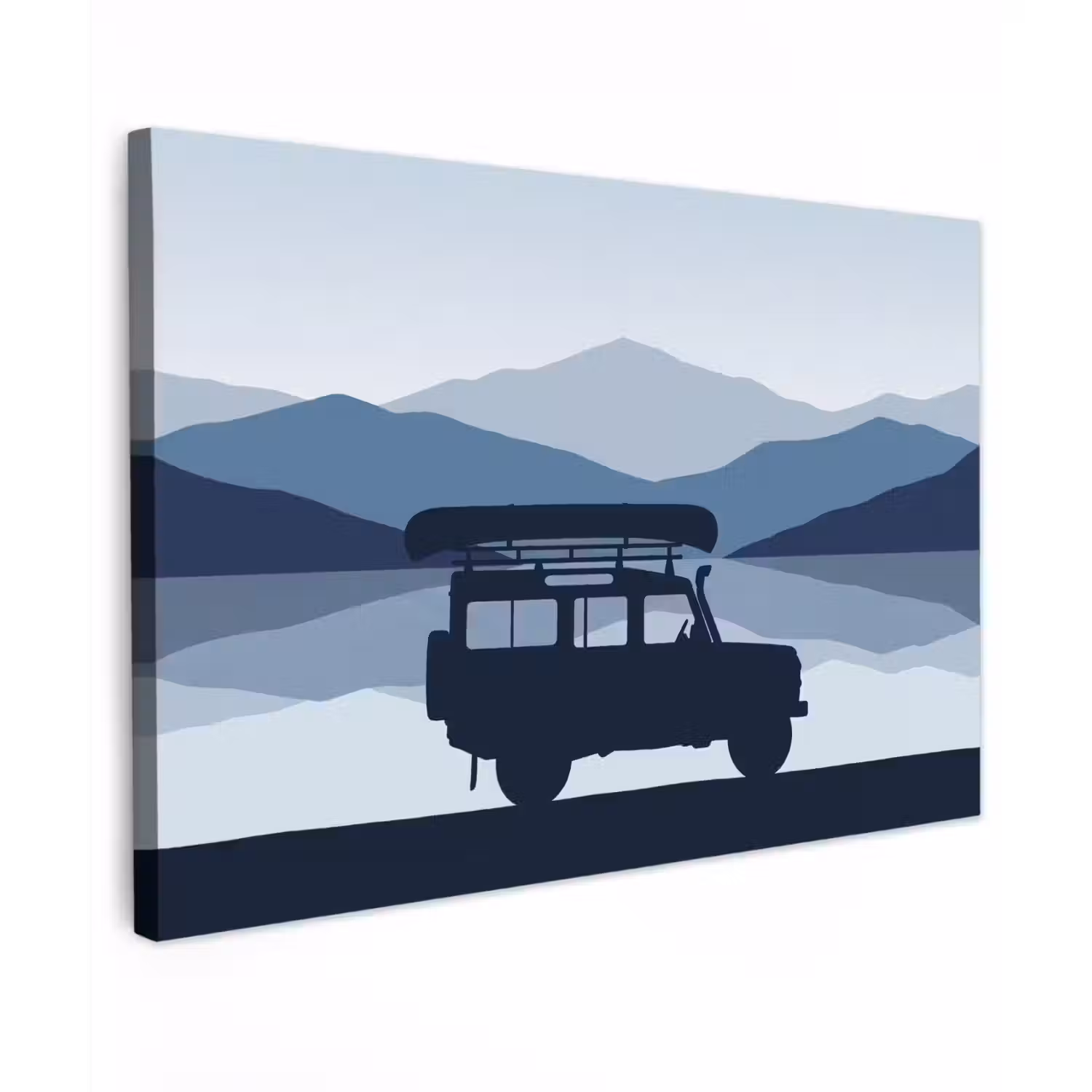 Auto - Meer - Bergen - Blauw canvas 2cm klein -z3d