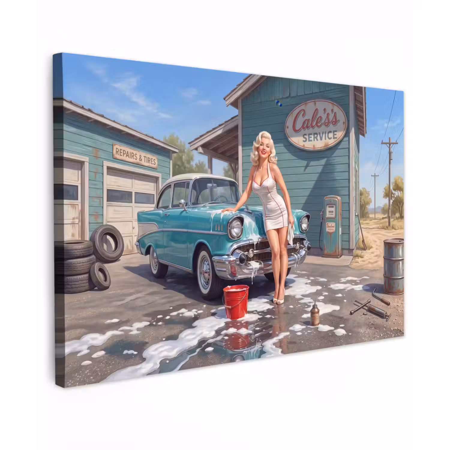Auto - Vrouw - Groen canvas 2cm klein -z3d