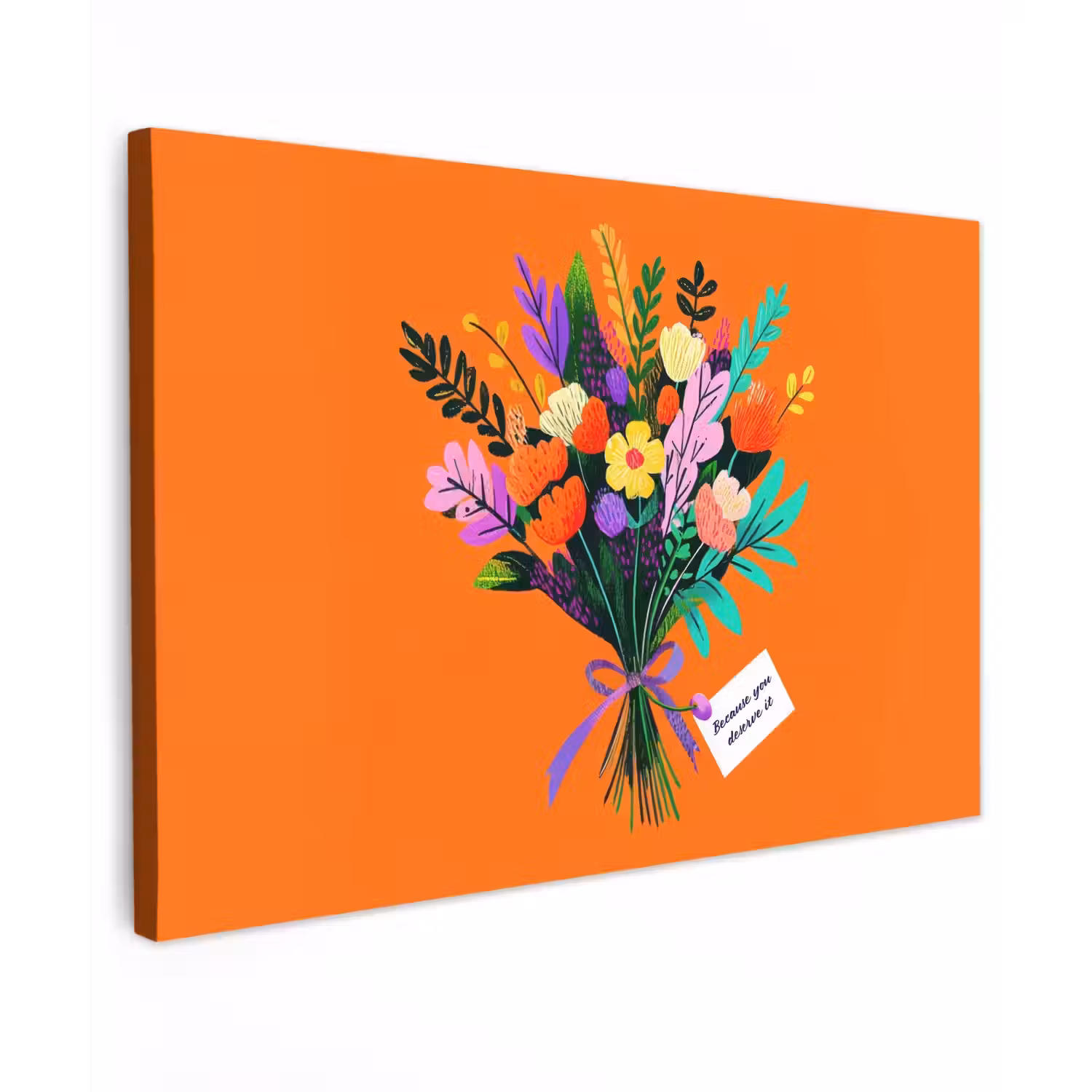 Kaartje - Boeket - Bloemen canvas 2cm klein -z3d