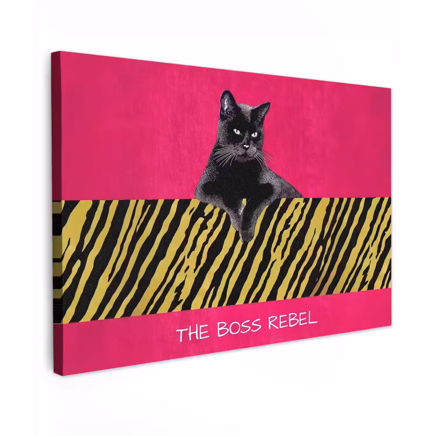 Kat - Baas - Roze - Tijgerprint canvas 2cm klein -z3d
