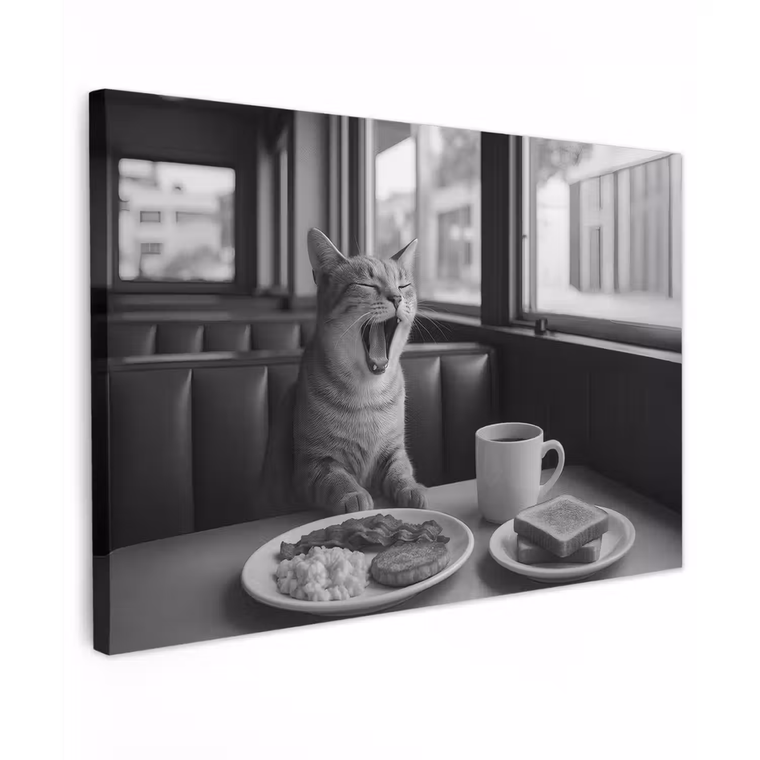 Kat - Koffie - Brood - Zwart canvas 2cm klein -z3d