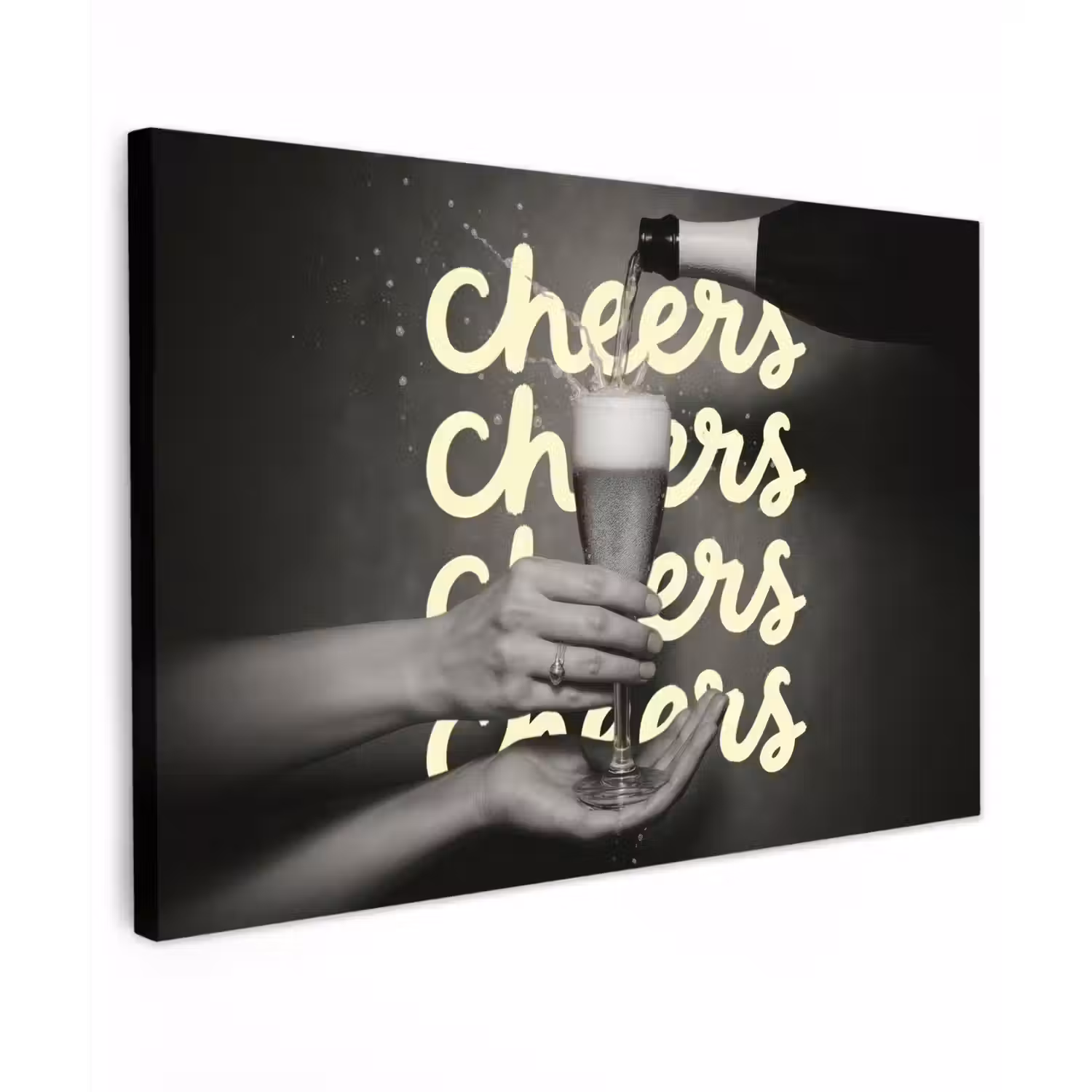 Cheers - Wijn - Zwart - Wit canvas 2cm klein -z3d
