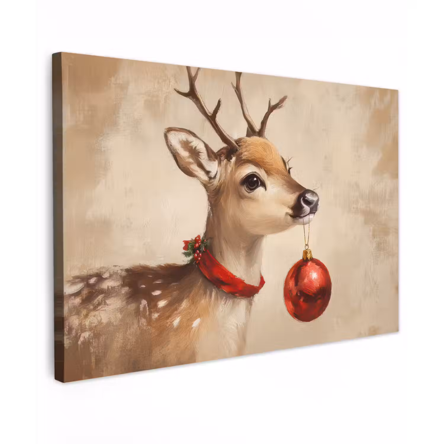 Kerst - Hert - Gewei - Kerstbal - Rendier canvas 2cm klein -z3d