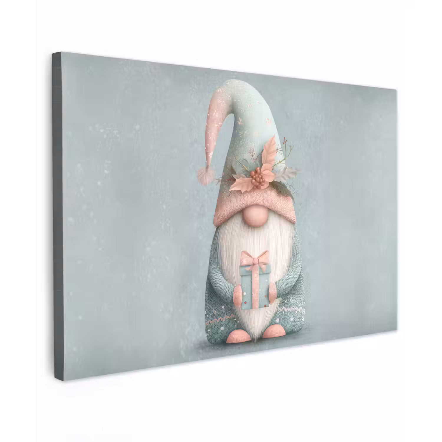 Kerstgnome - Cadeau - Groen canvas 2cm klein -z3d