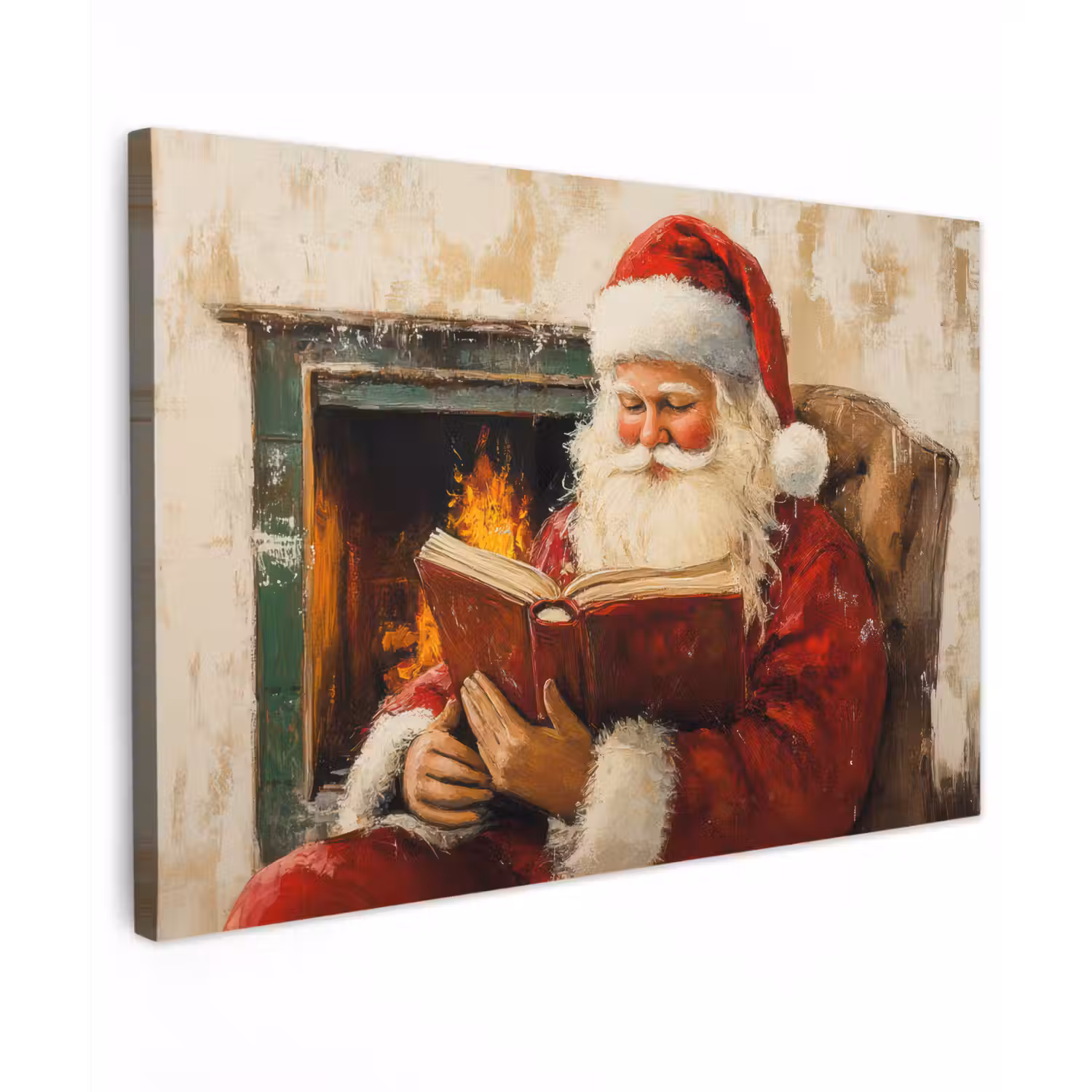 Kerst - Kerstman - Winter - Open Haard canvas 2cm klein -z3d