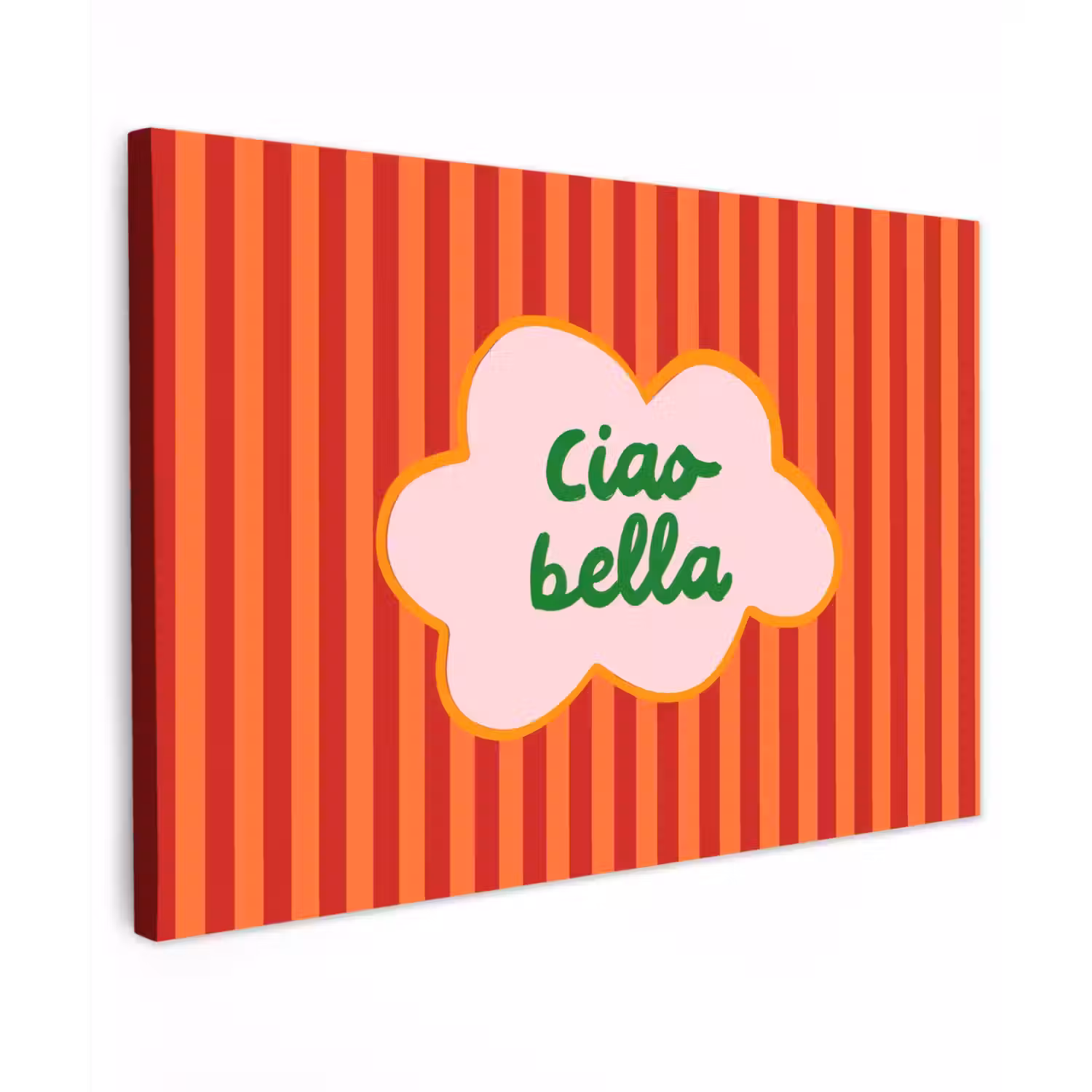 Ciao bella - Tekstwolk - Strepen - Oranje canvas 2cm klein -z3d