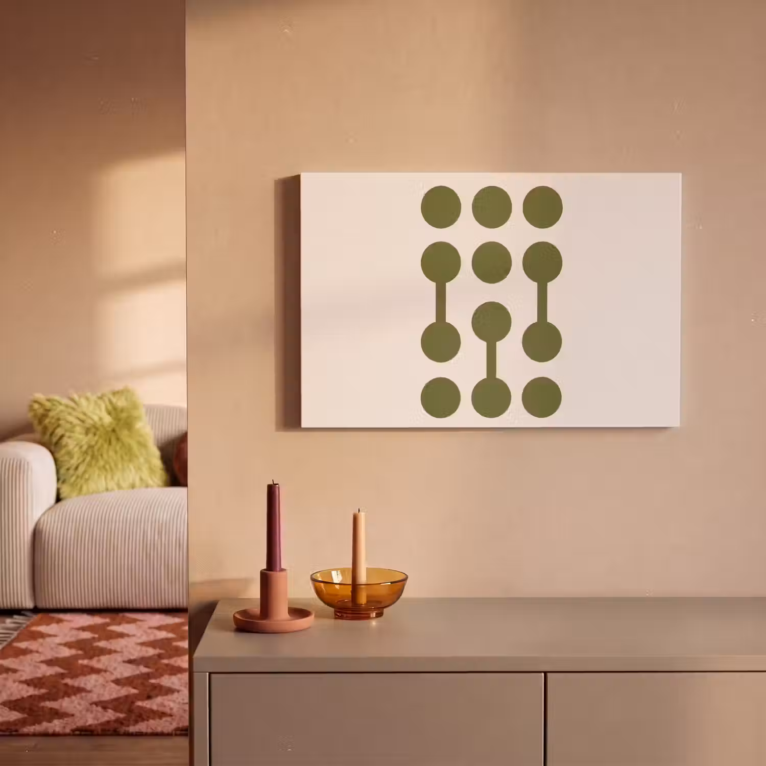 Cirkels - Geometrisch - Abstract - Modern - Groen canvas 2cm klein -sfeer1