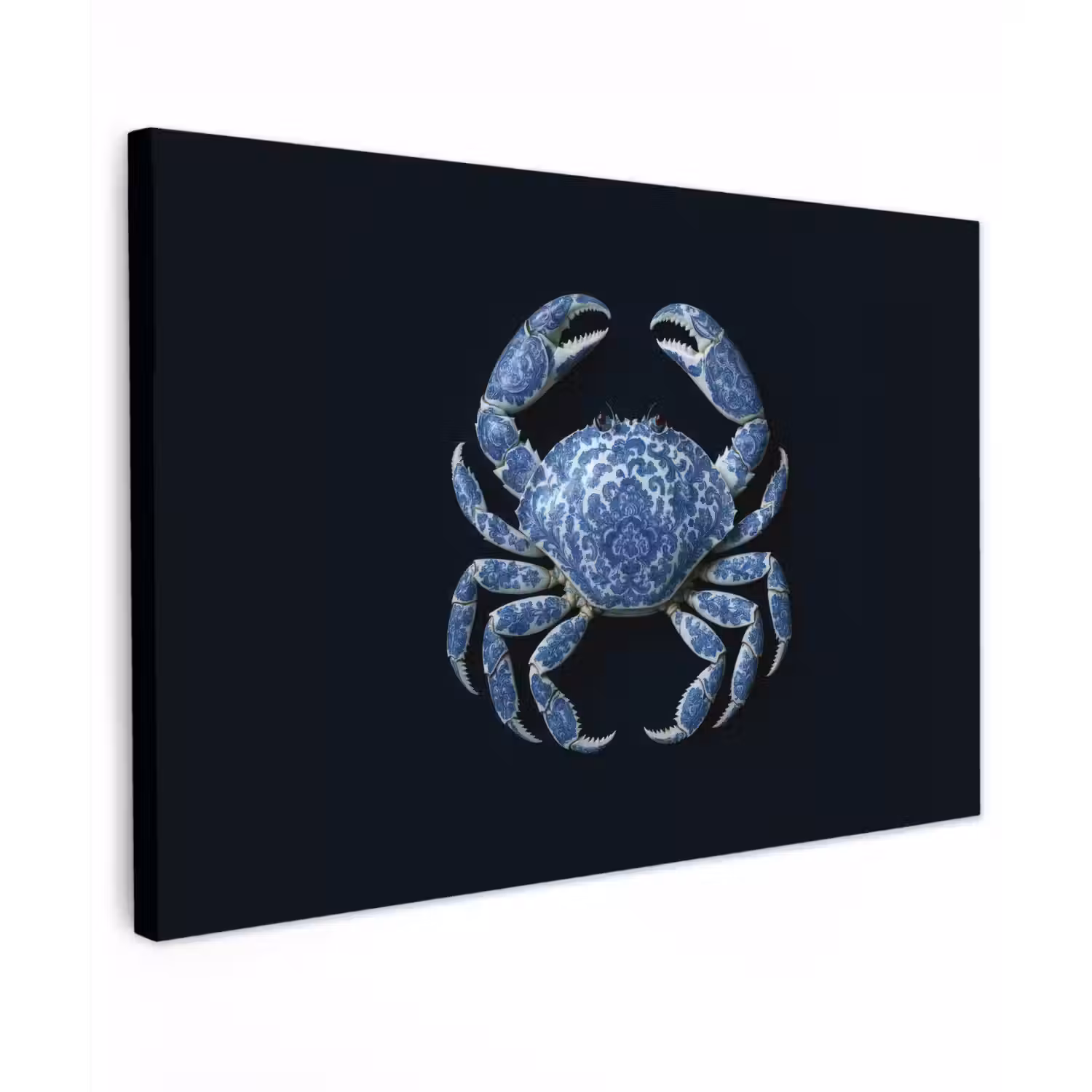 Krab - Delfts blauw - Dieren canvas 2cm klein -z3d