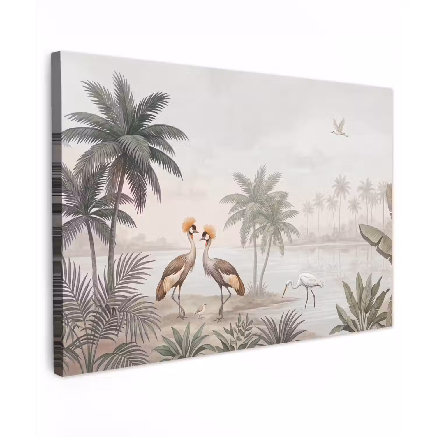 Kraanvogels - Palmbomen - Tropisch canvas 2cm klein -z3d