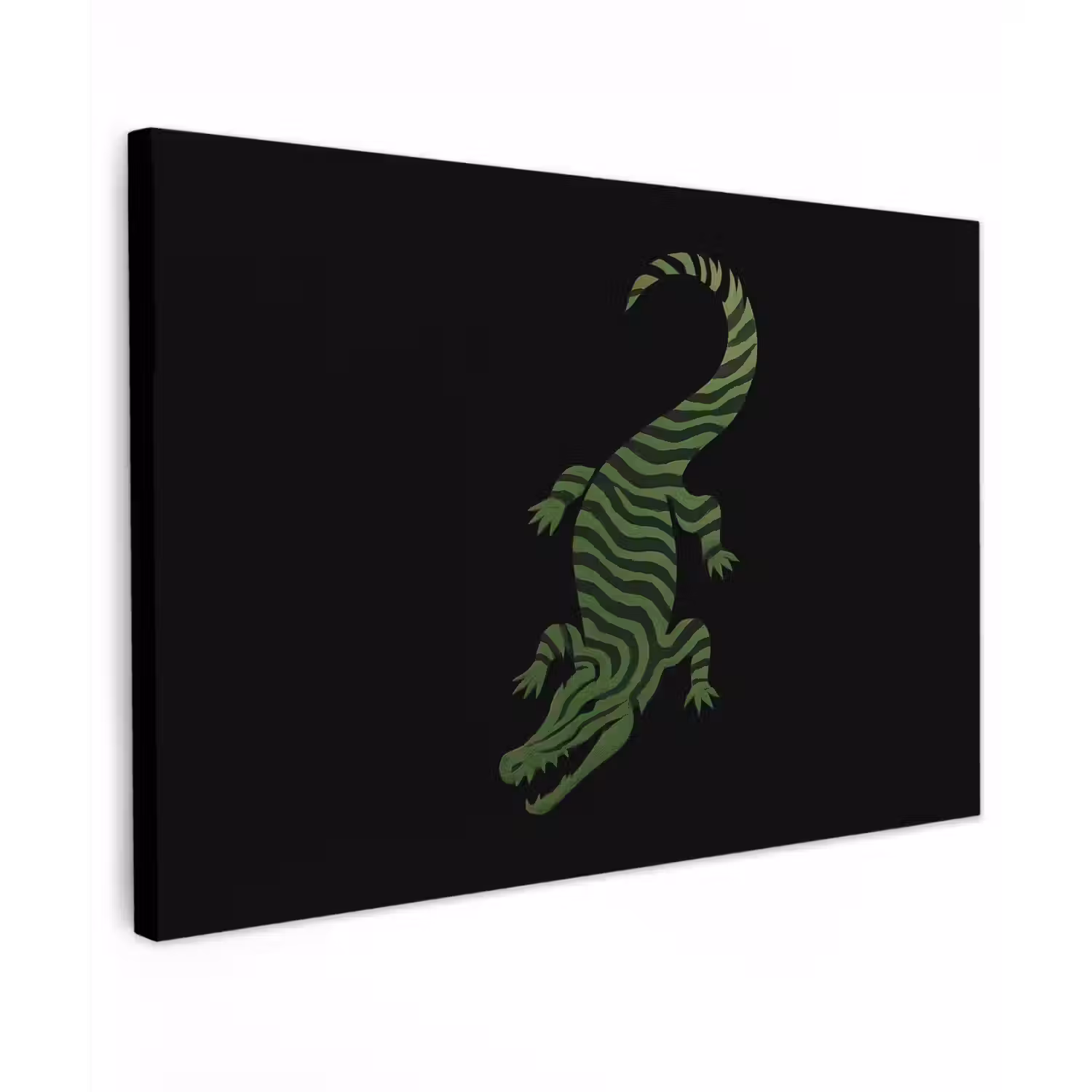 Krokodil - Groen - Tijgerachtig - Strepen canvas 2cm klein -z3d