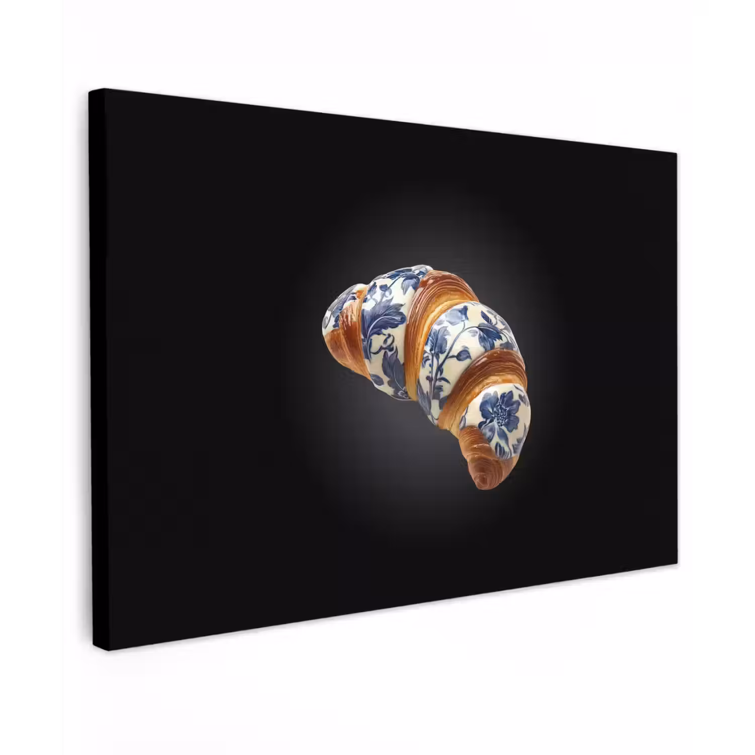 Croissant - Bloemenpatroon - Delftsblauw canvas 2cm klein -z3d