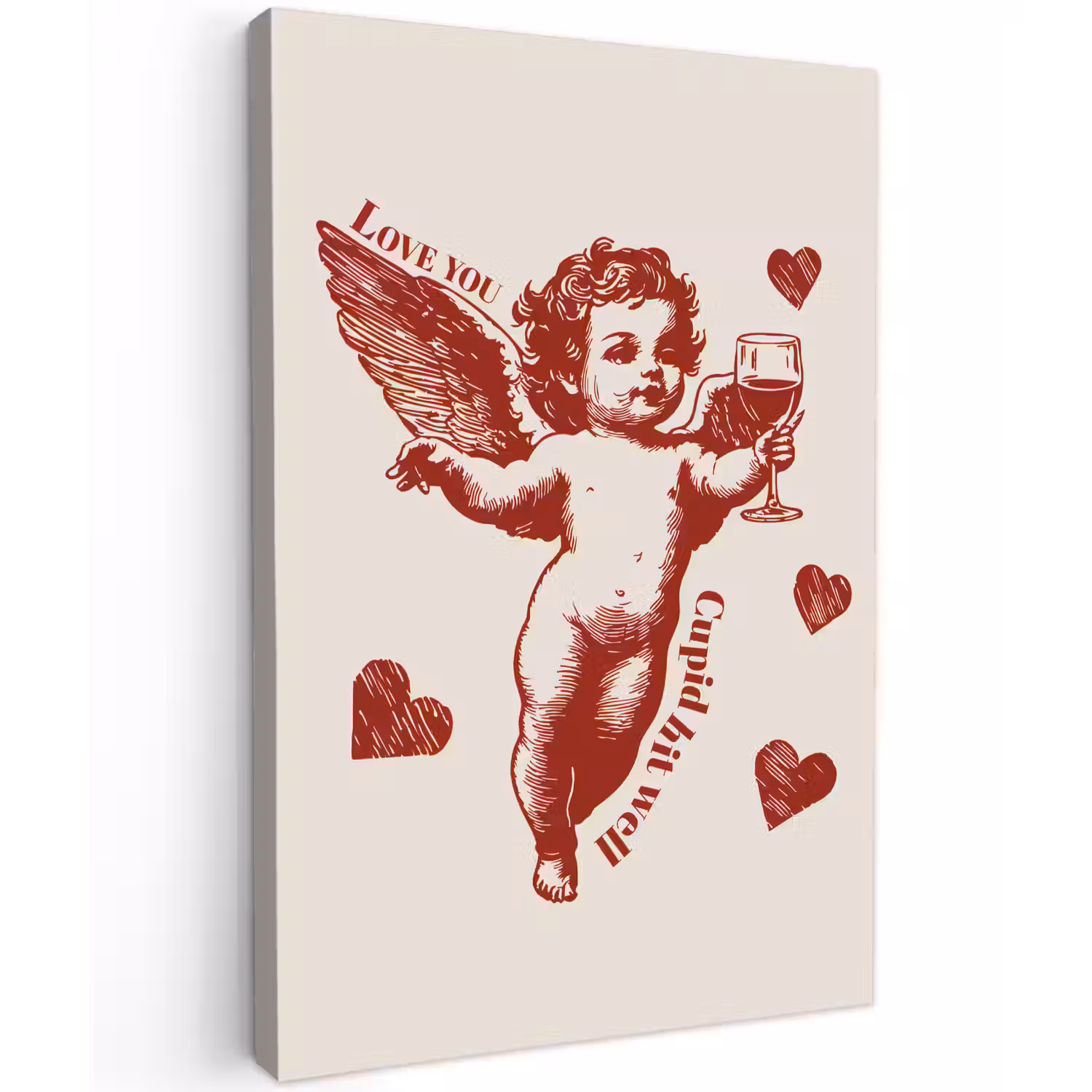 Cupido - Hartjes - Rood - Klassiek canvas 2cm klein -z3d
