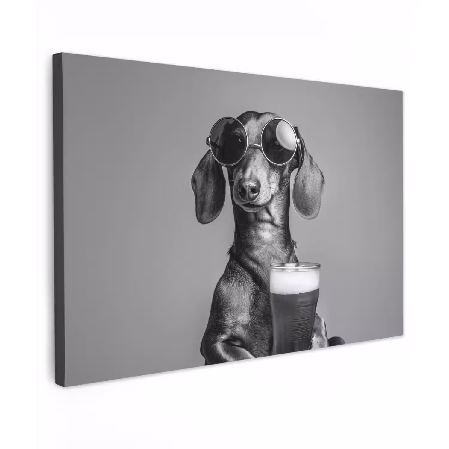Teckel - Bier - Glas - Bril canvas 2cm klein -z3d