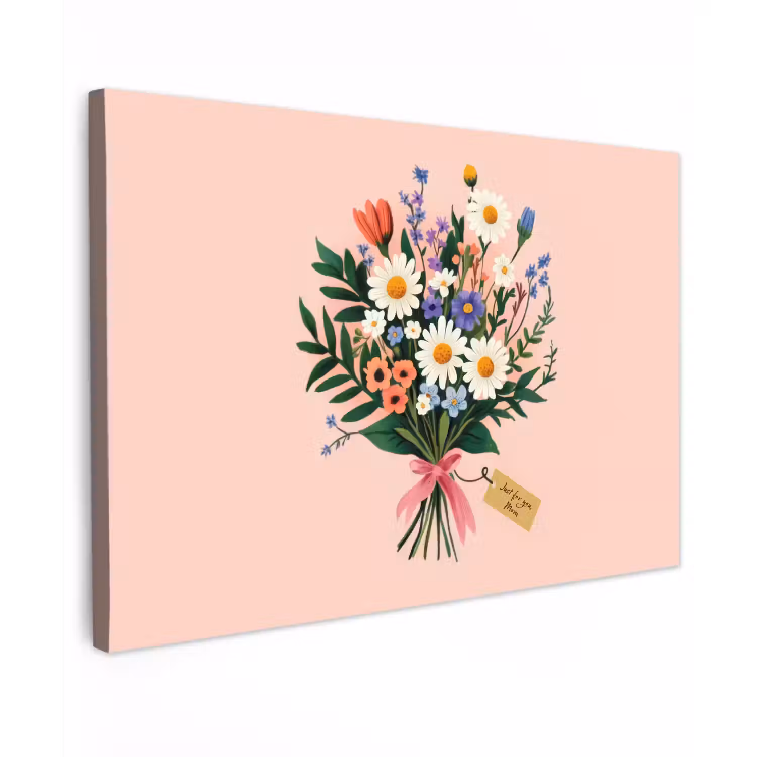Margrieten - Boeket - Strikje - Roze canvas 2cm klein -z3d