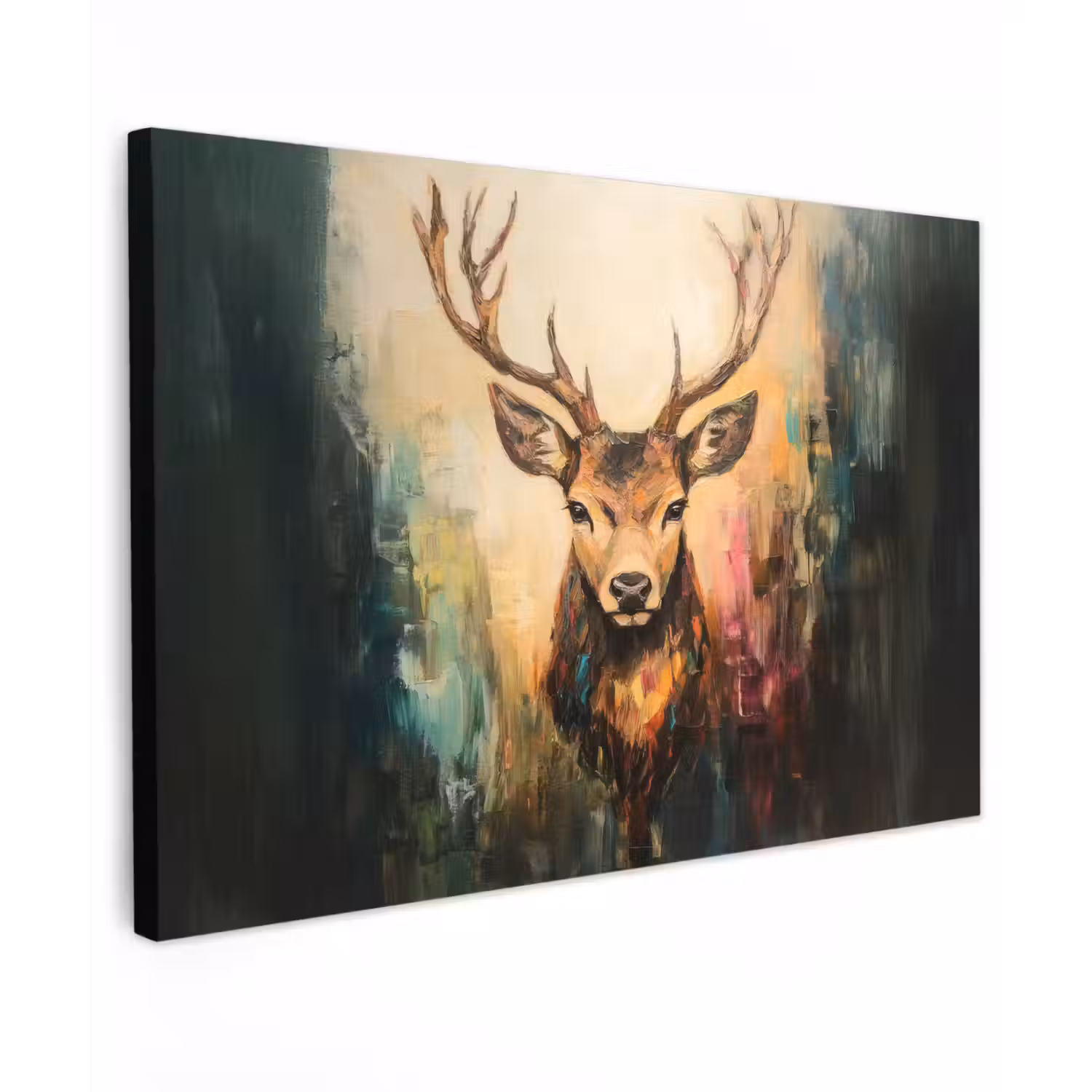 Hert - Geverfd - Gewei - Bruin canvas 2cm klein -z3d