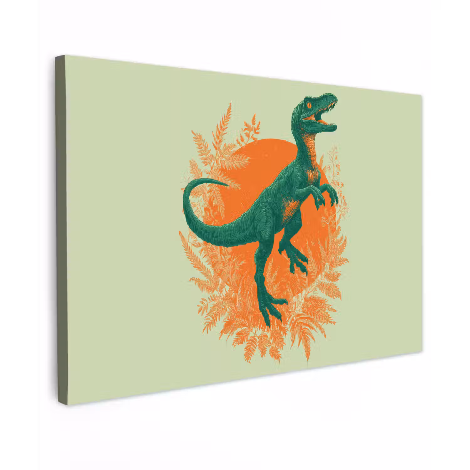 Dinosaurus - Groen - Planten - Cirkel canvas 2cm klein -z3d