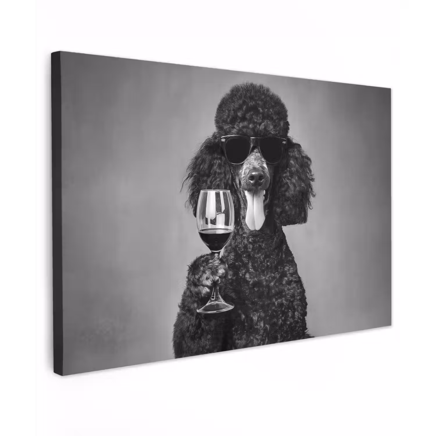 Hond - Krullen - Zonnebril - Wijn canvas 2cm klein -z3d