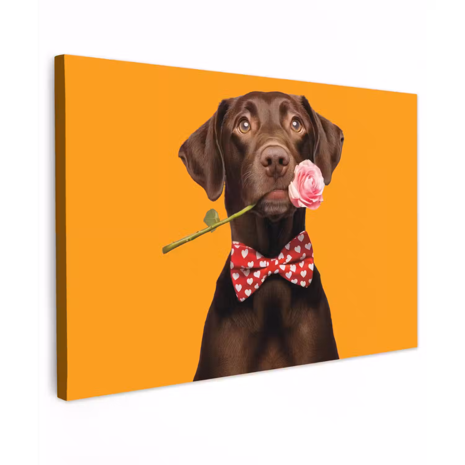 Hond - Oranje - Roos - Valentijn canvas 2cm klein -z3d