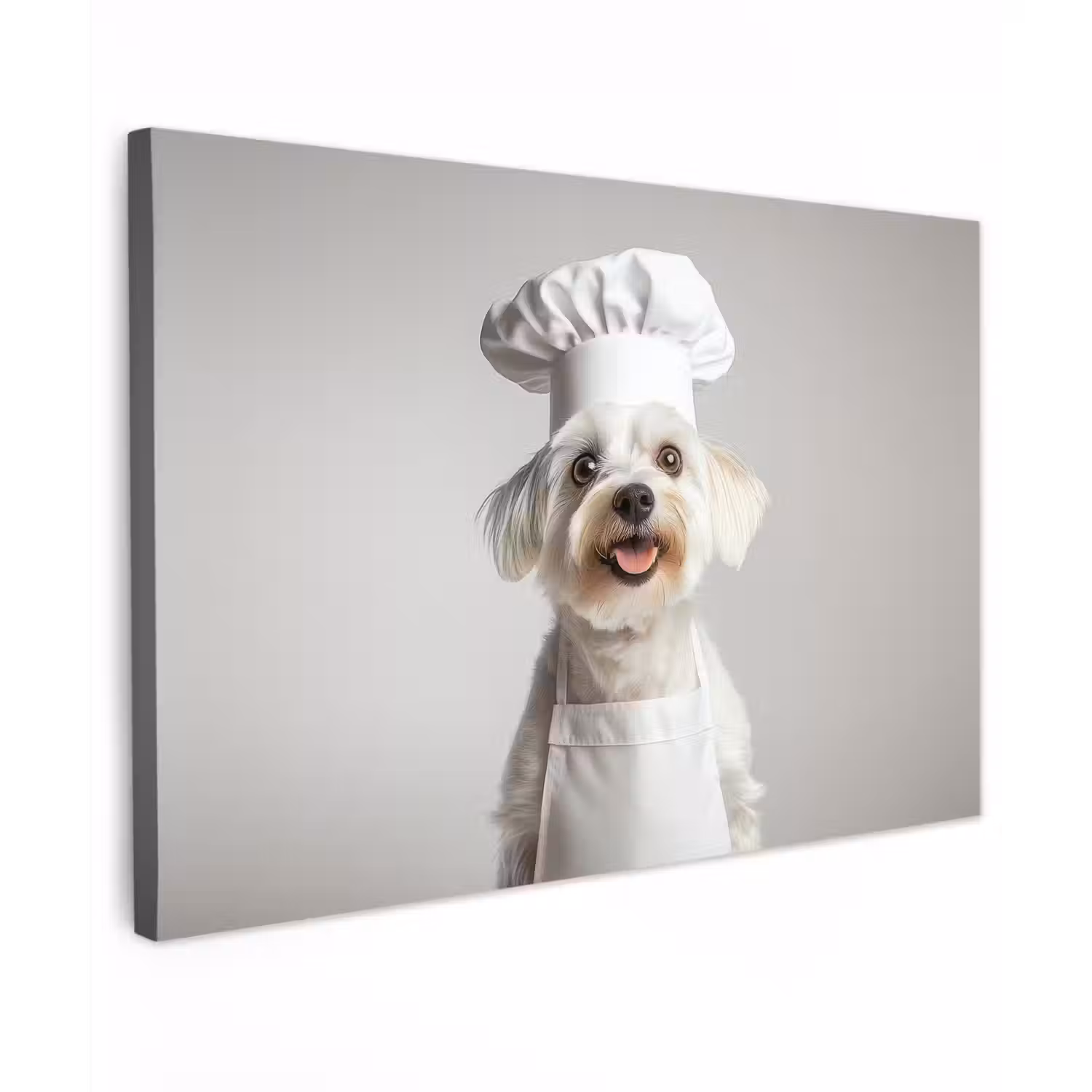 Hond - Wit - Kok canvas 2cm klein -z3d