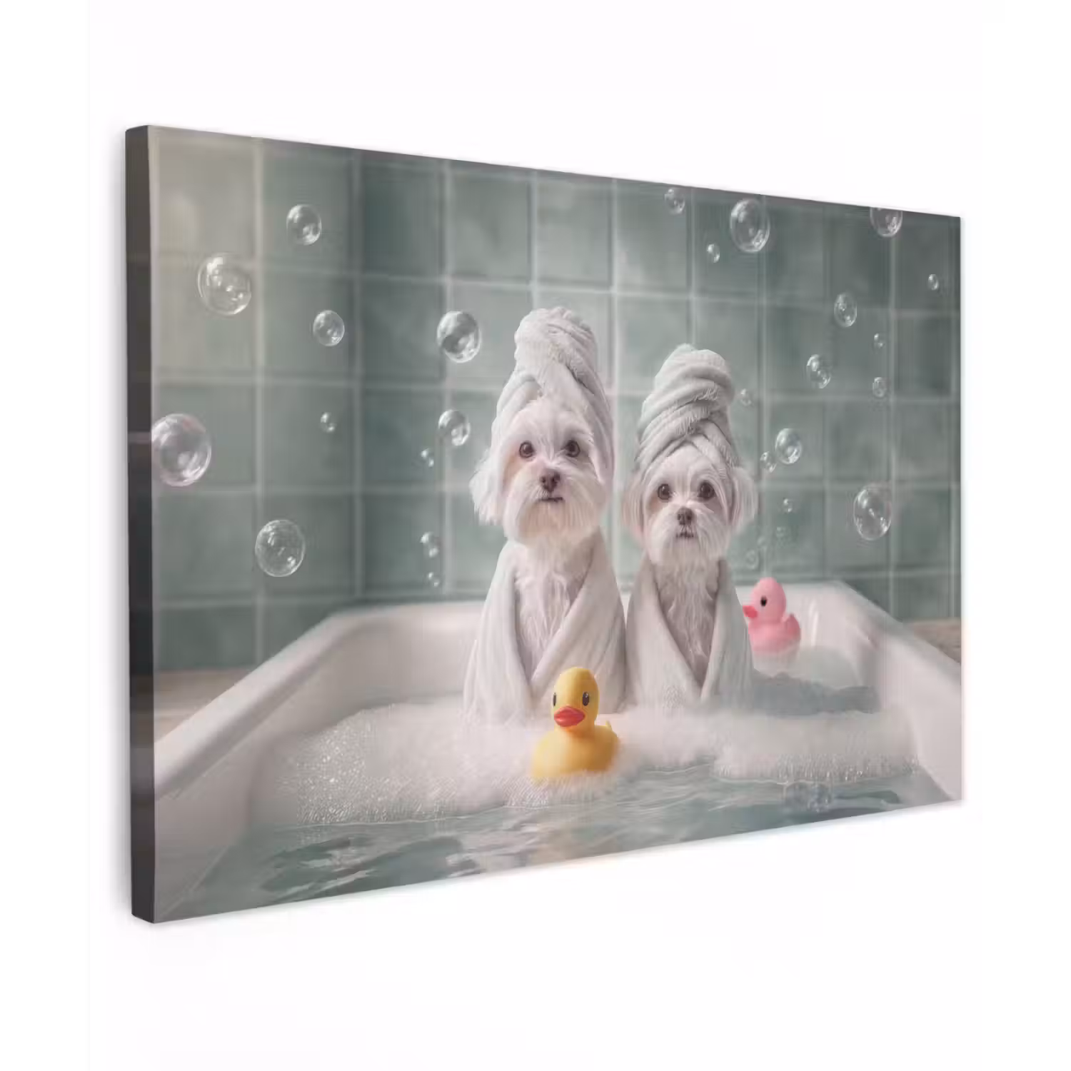 Hondjes - Badkuip - Badeendjes - Handdoeken canvas 2cm klein -z3d