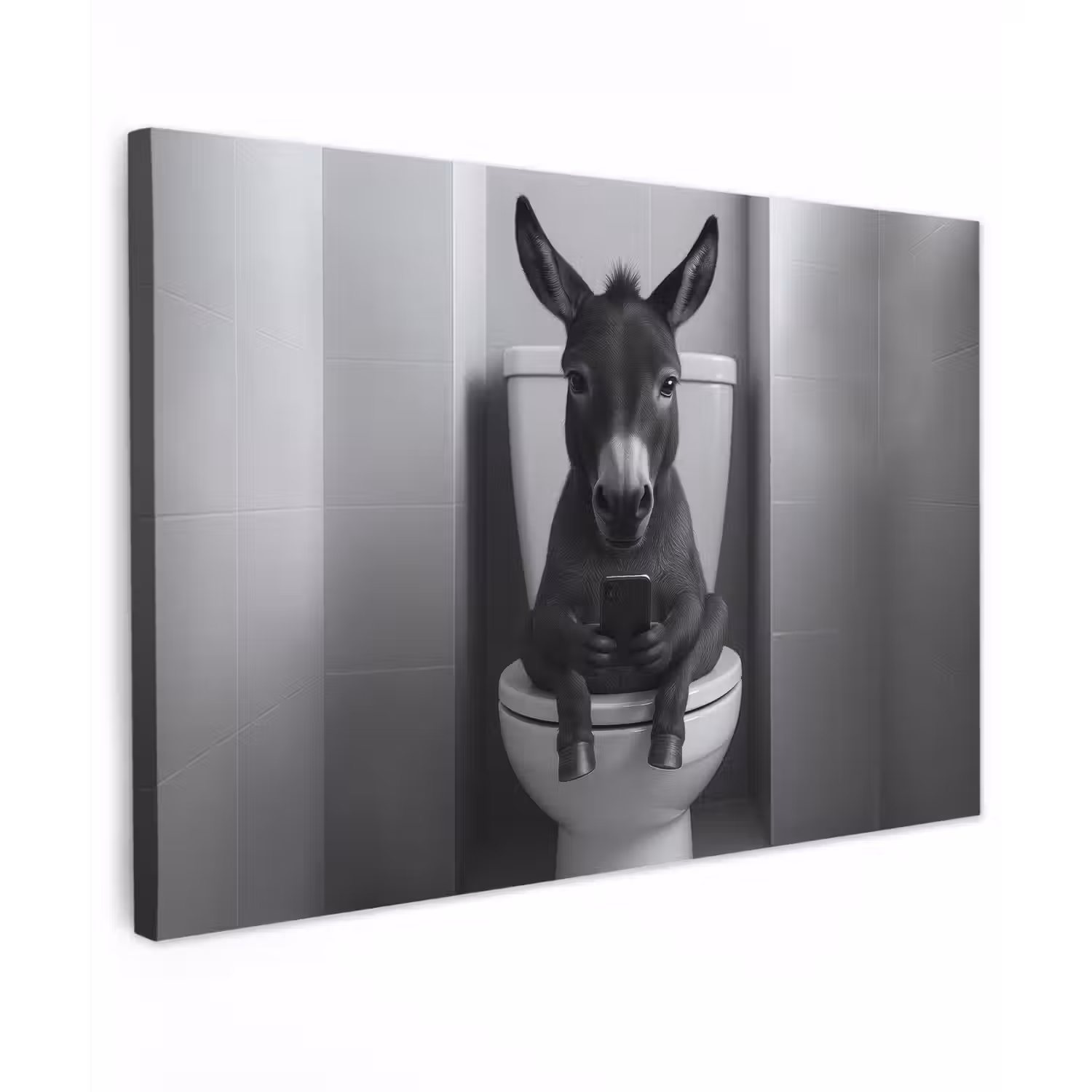 Ezel - Telefoon - Toilet - Zwart - Wit canvas 2cm klein -z3d