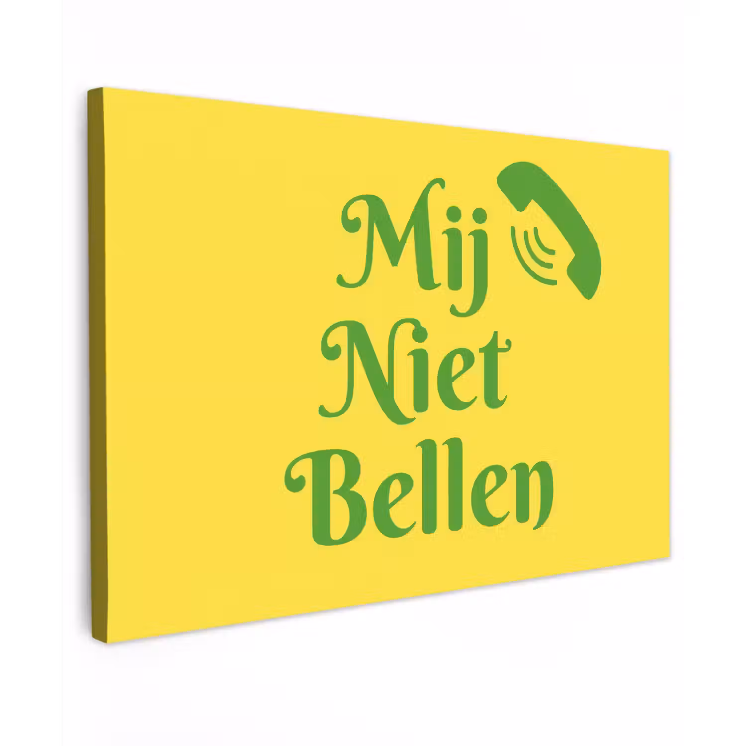 Mij niet bellen - Telefoon - Geel canvas 2cm klein -z3d