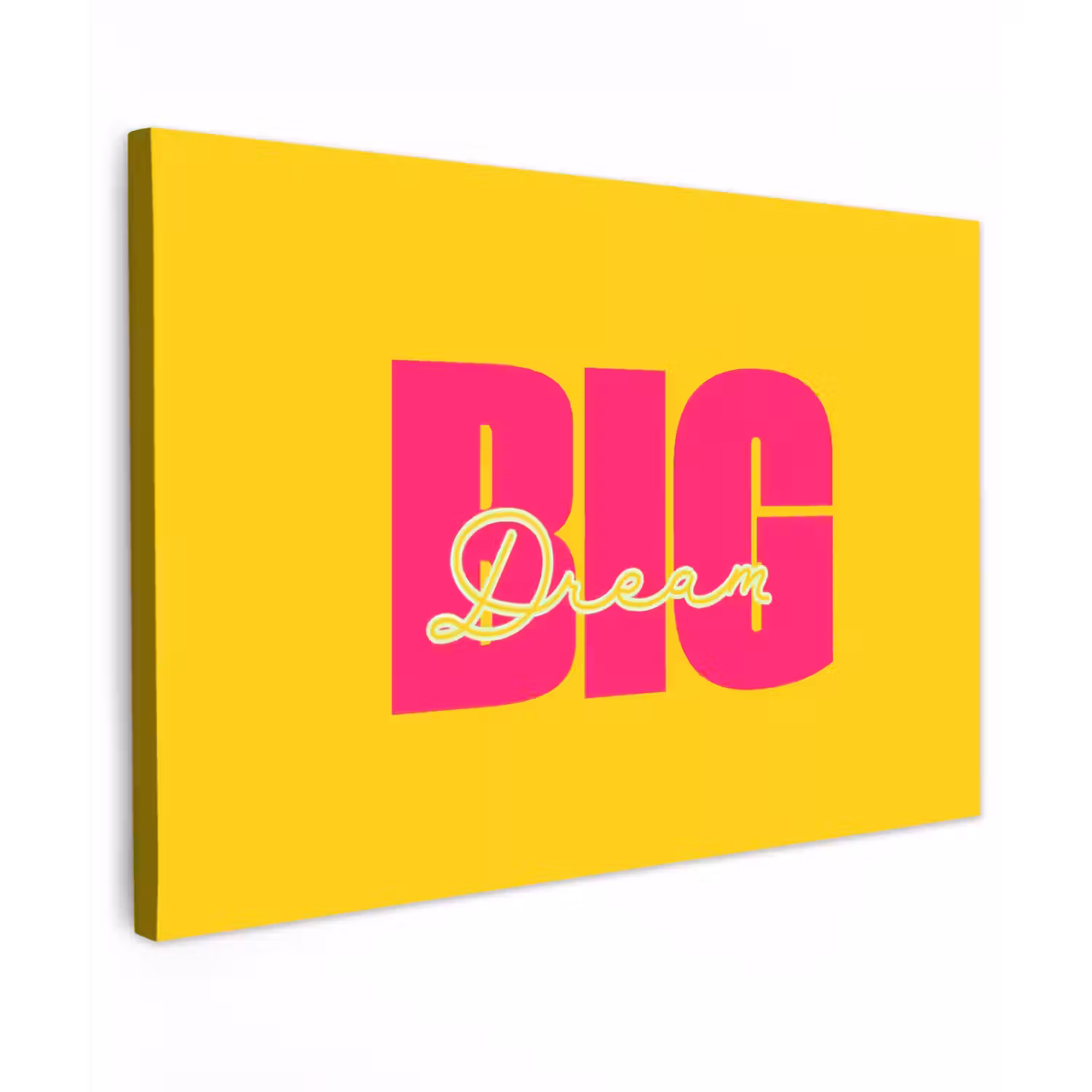 Dream big - Geel - Roze canvas 2cm klein -z3d