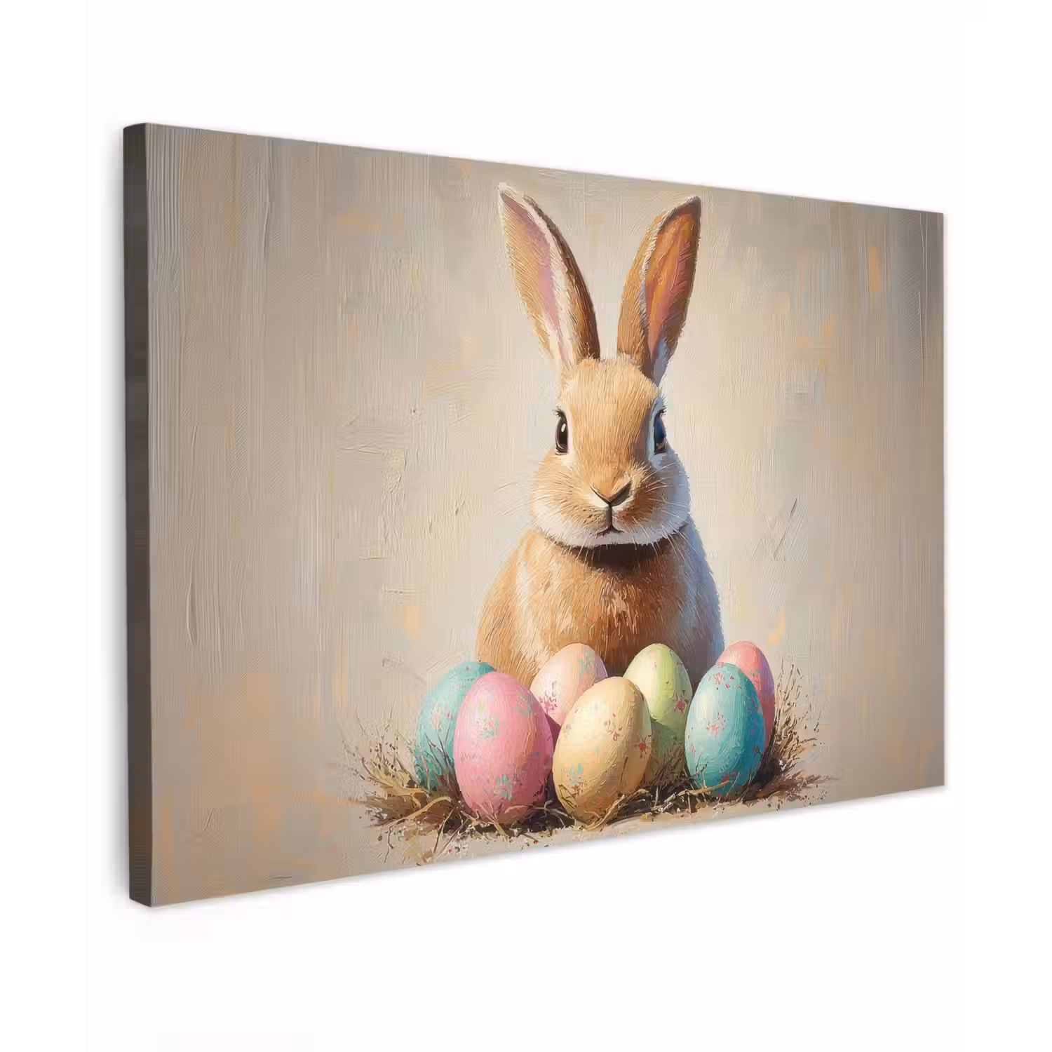 Paashaas - Pastel - Eieren canvas 2cm klein -z3d