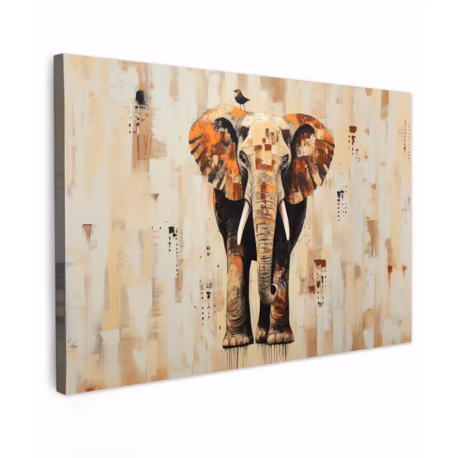 Olifant - Slurf - Mozaïek - Abstract canvas 2cm klein -z3d