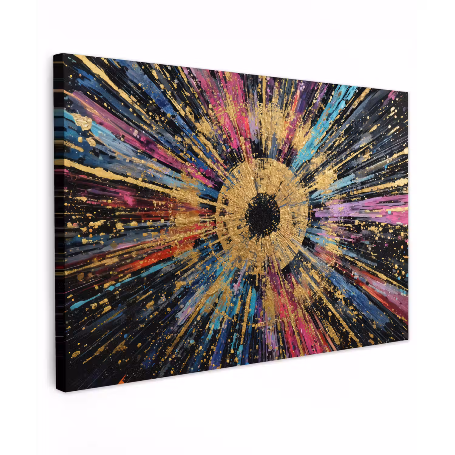 Explosie - Goud - Kleurrijk - Abstract canvas 2cm klein -z3d