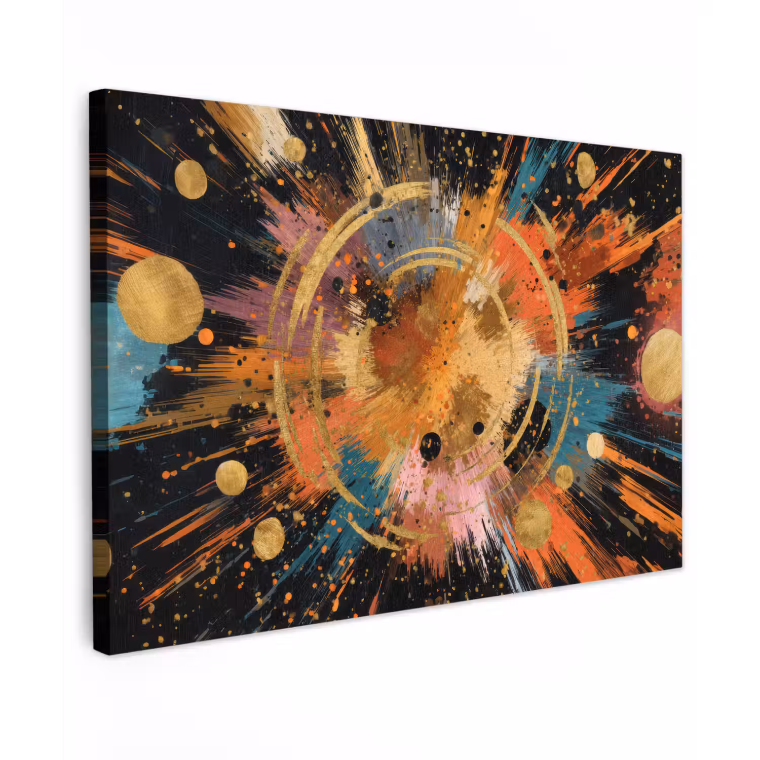 Explosie - Verfstructuur - Goud - Abstract canvas 2cm klein -z3d