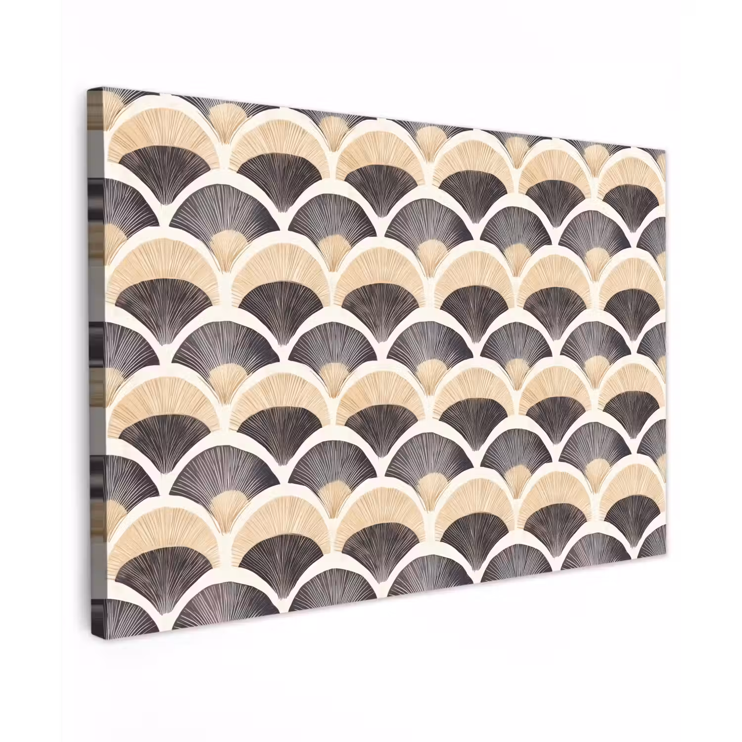 Waaier - Patroon - Zwart - Beige canvas 2cm klein 34 -z3d
