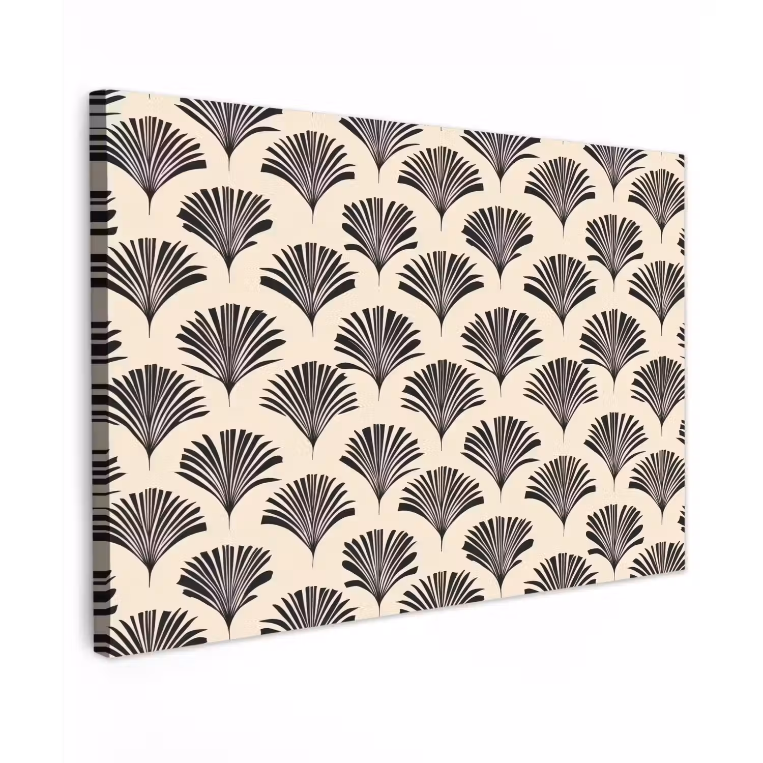 Waaiers - Botanisch - Zwart - Beige canvas 2cm klein 34 -z3d