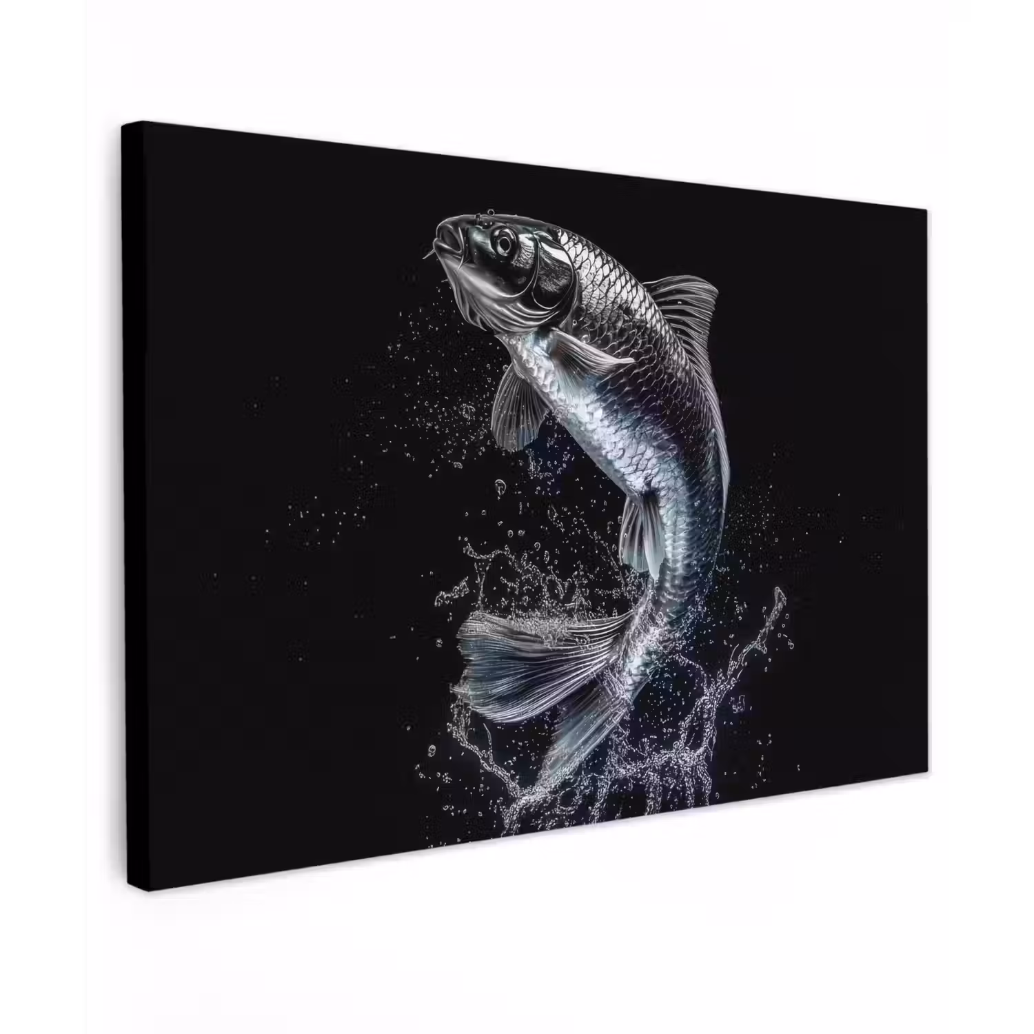 Vis - Koi - Zwart - Water canvas 2cm klein -z3d