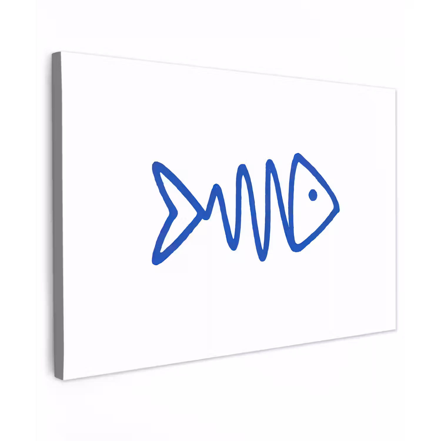 Vis - Minimalistisch - Blauw - Lijn canvas 2cm klein -z3d