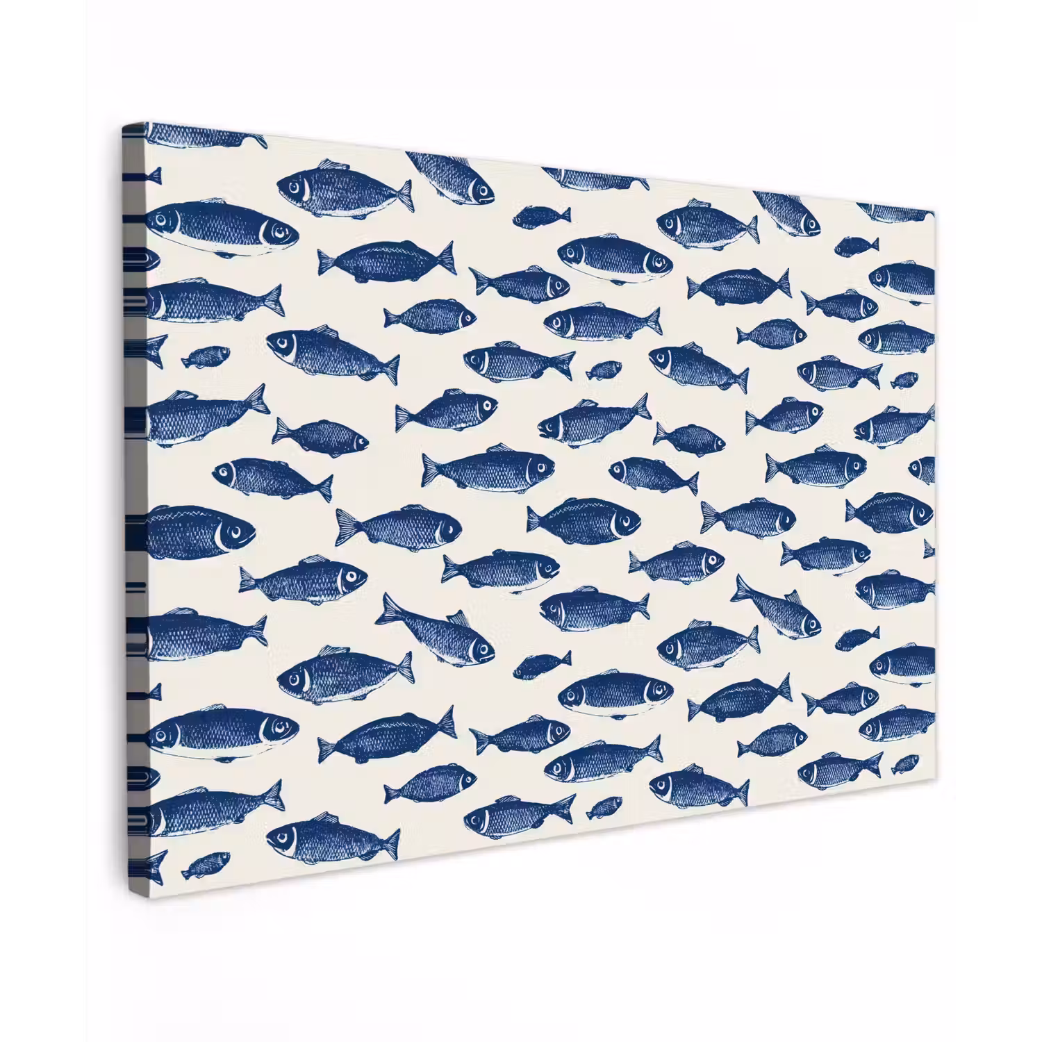 Vissen - Patroon - Blauw - Wit canvas 2cm klein 34 -z3d