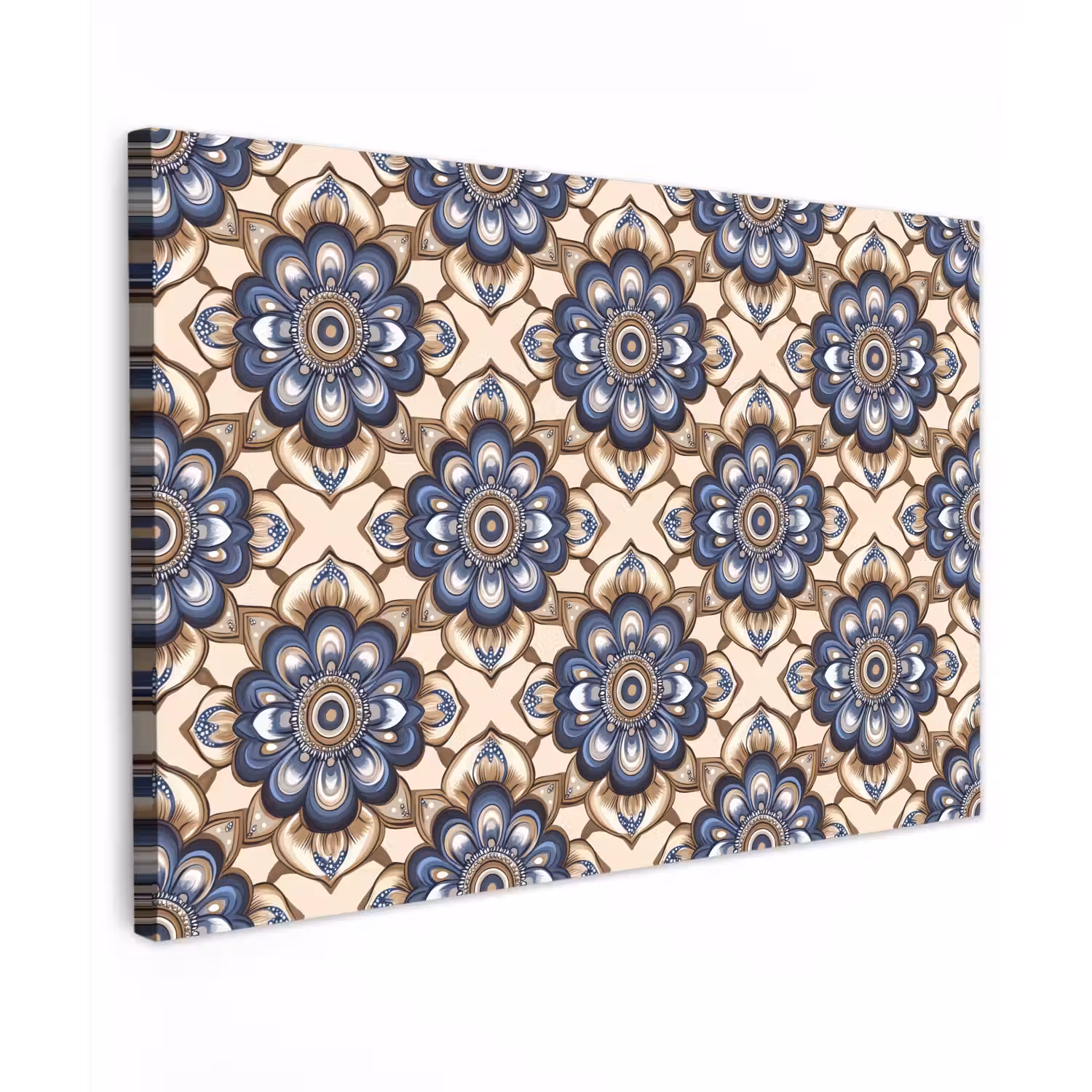 Floraal - Ornament - Blauw canvas 2cm klein 34 -z3d